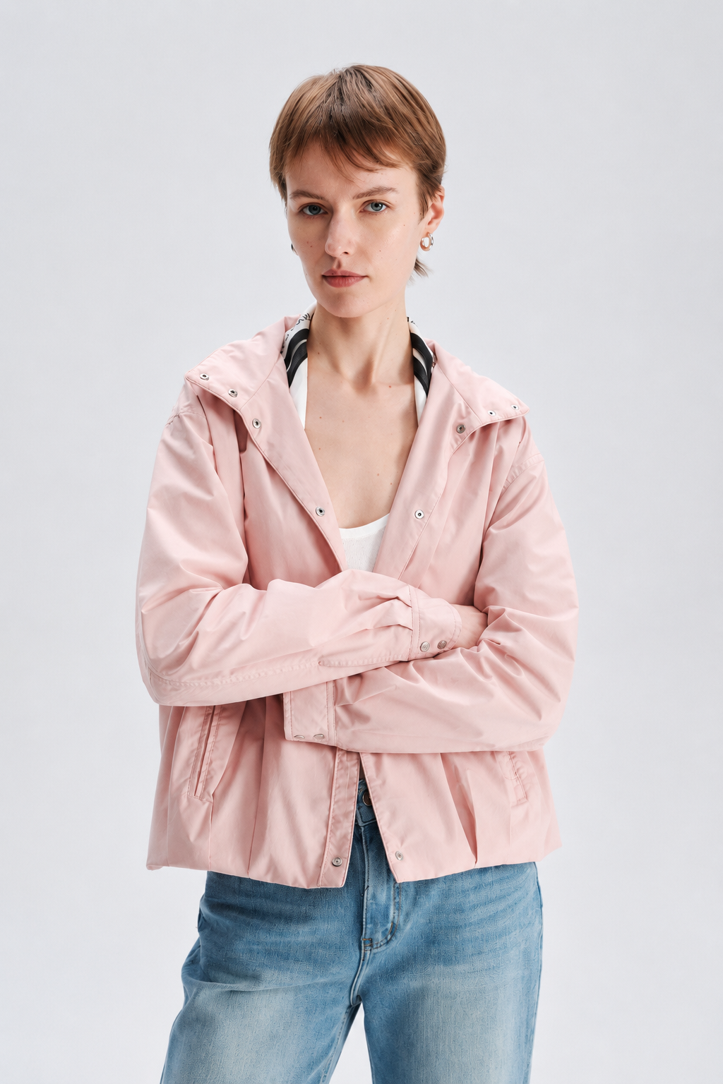 Stand-Collar Blouson Jacket