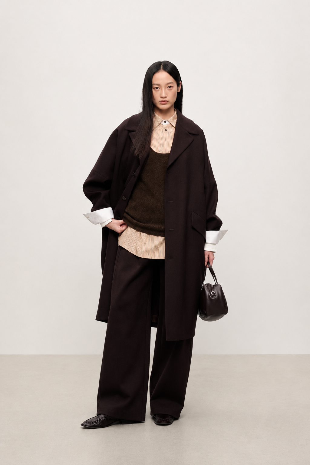 Wool Blend Cocoon Sleeve Tailored Coat