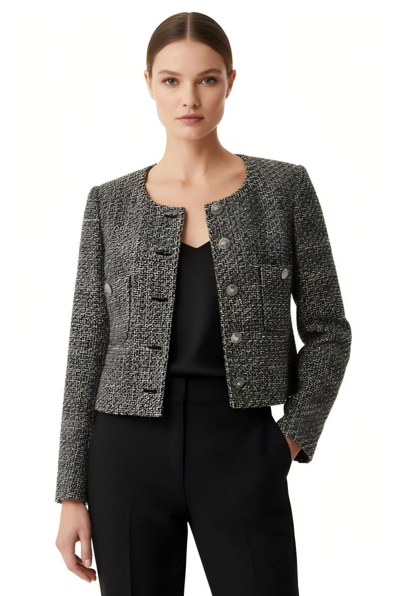 Round Neck Tweed Jacket