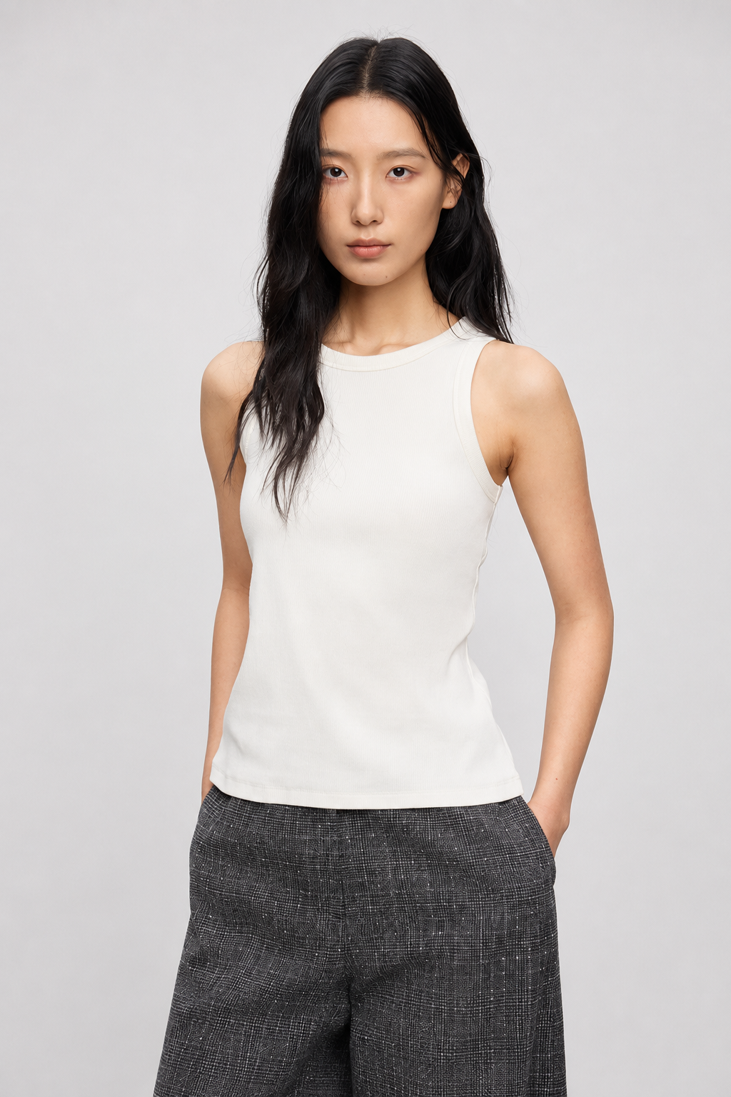 Cotton Blend Minimal Rib Tank