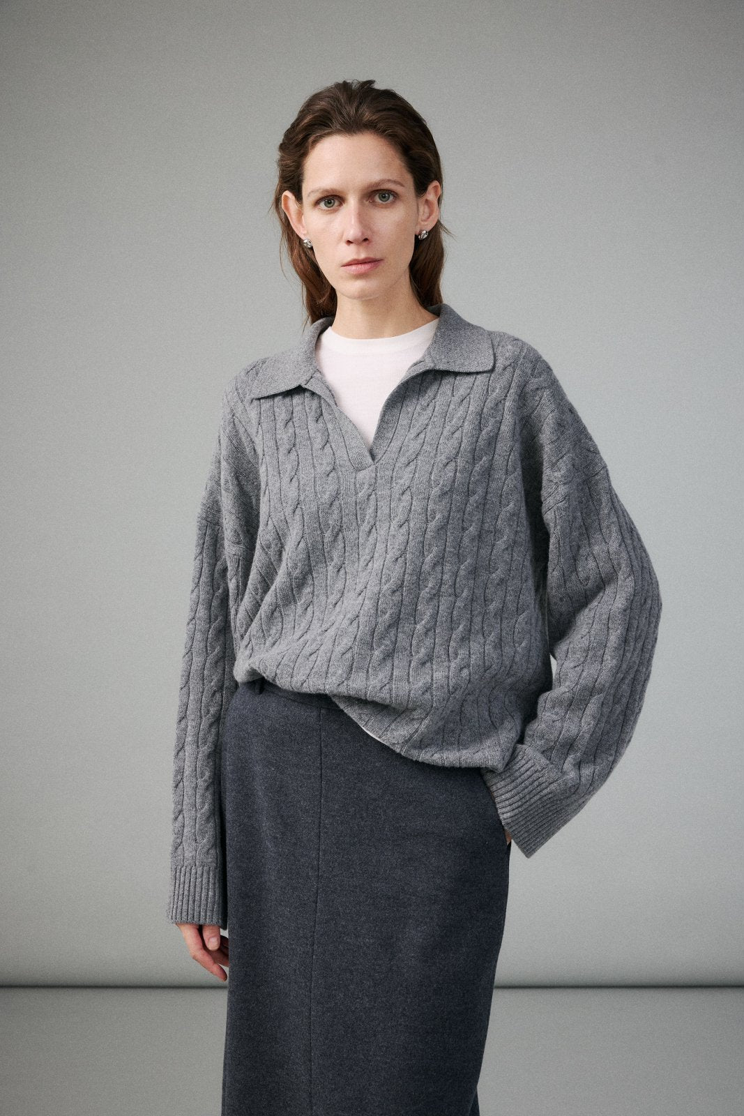 Marius Women's Cable-Knit Polo Sweater
