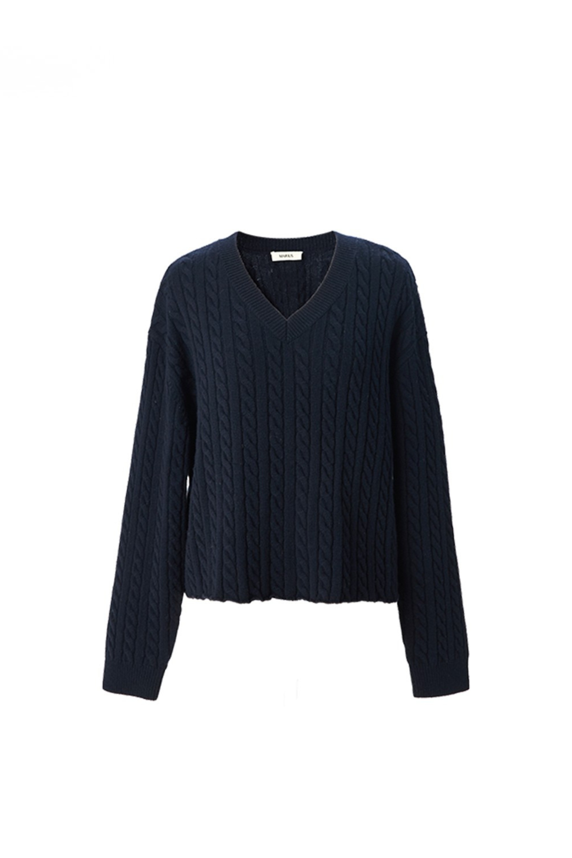 Classic Cable-Knit V-Neck Merino Wool Sweater