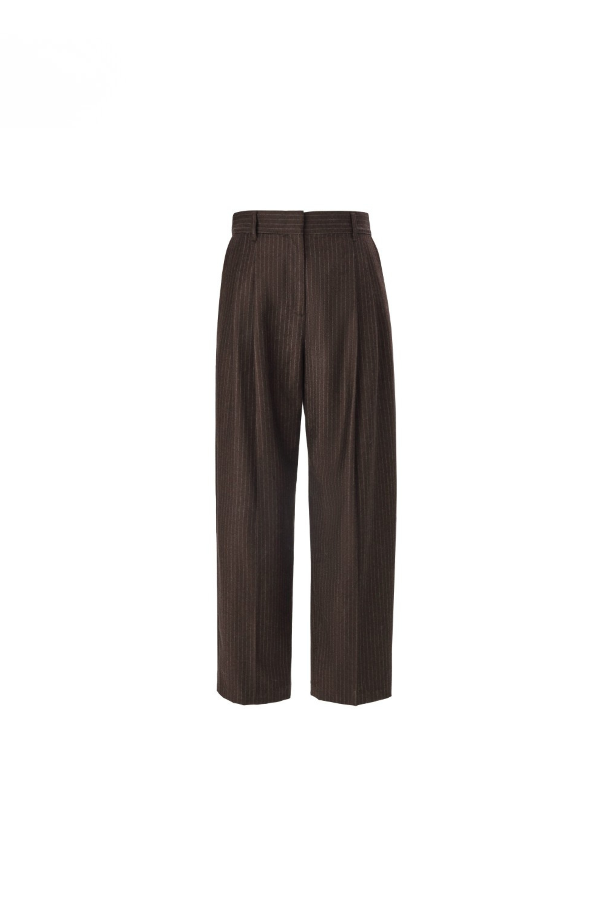 Classic Cropped Wool Cigarette Pleated Pants