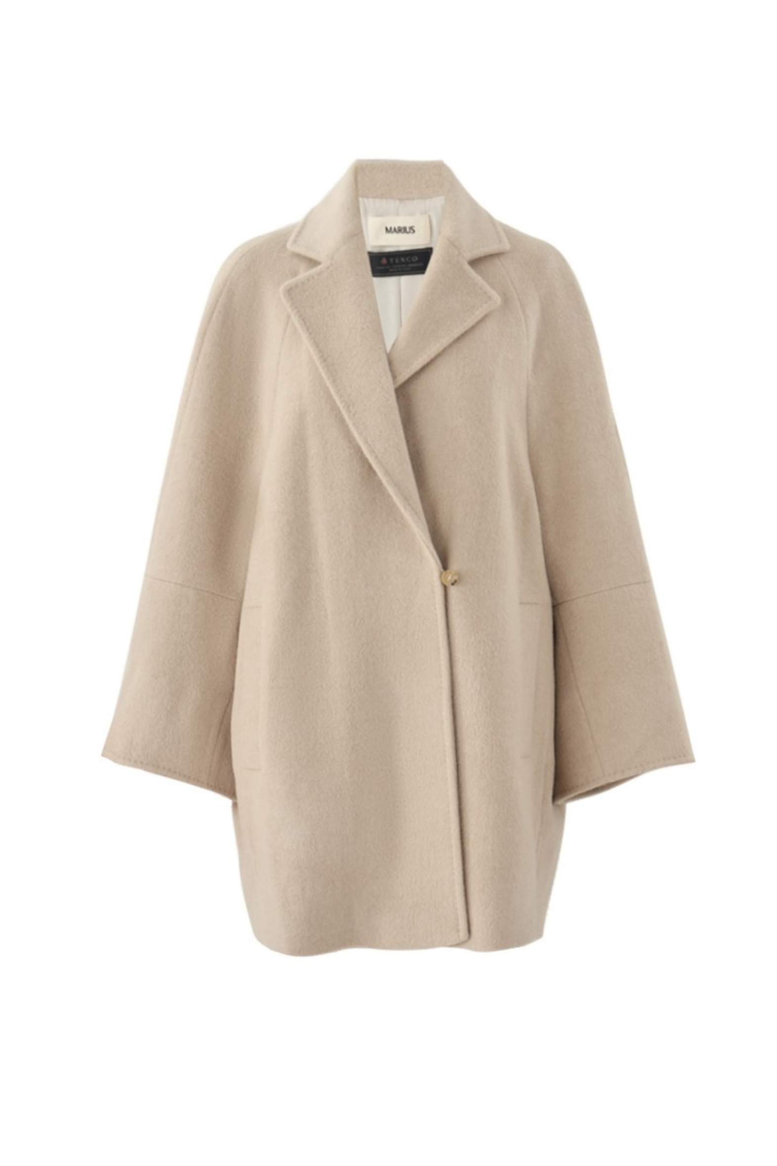 Cocoon-Shape Alpaca-Mohair Wool-Blend Coat