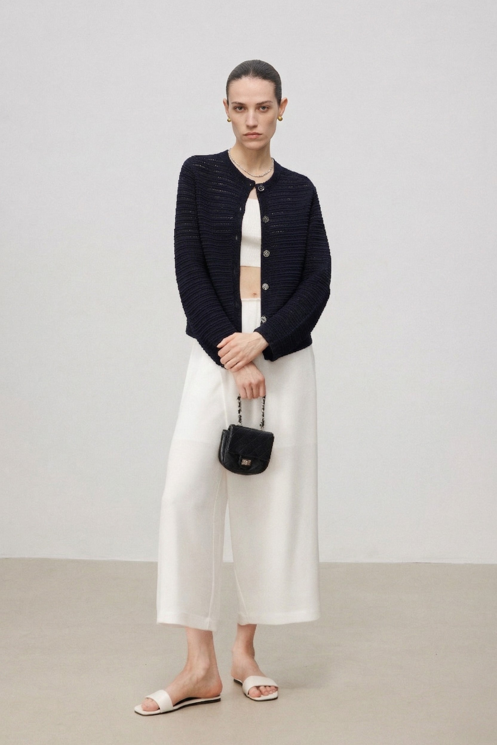 Lightweight Textured Cotton Knit Cardigan