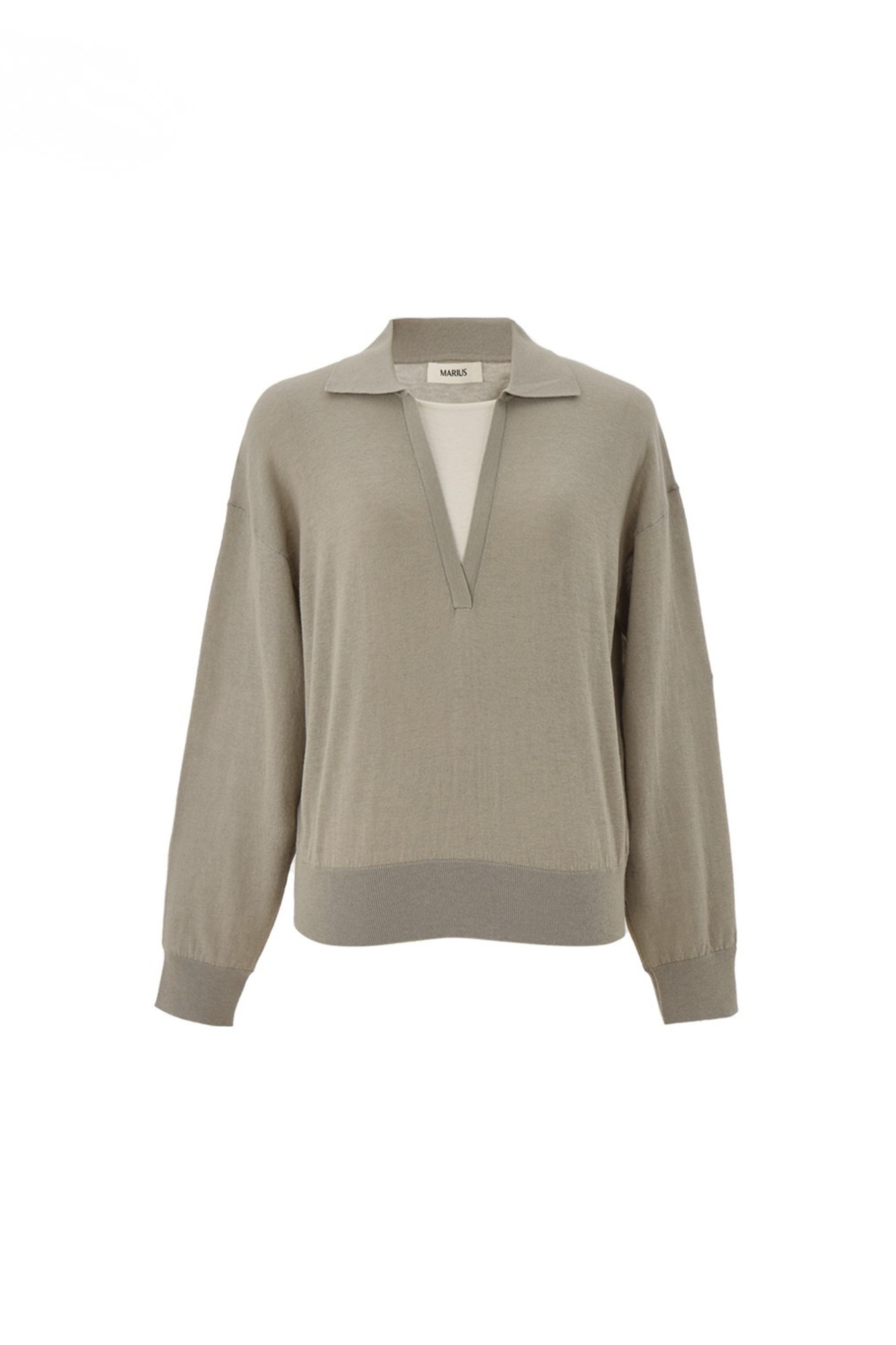 Wool-Silk Blend Layered-Look Knit Top