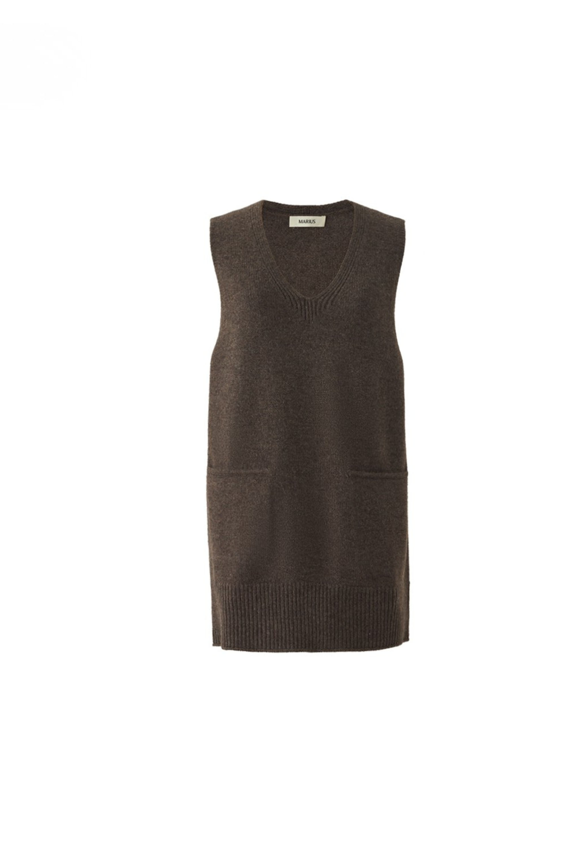 Longline Merino Wool V-Neck Knit Vest