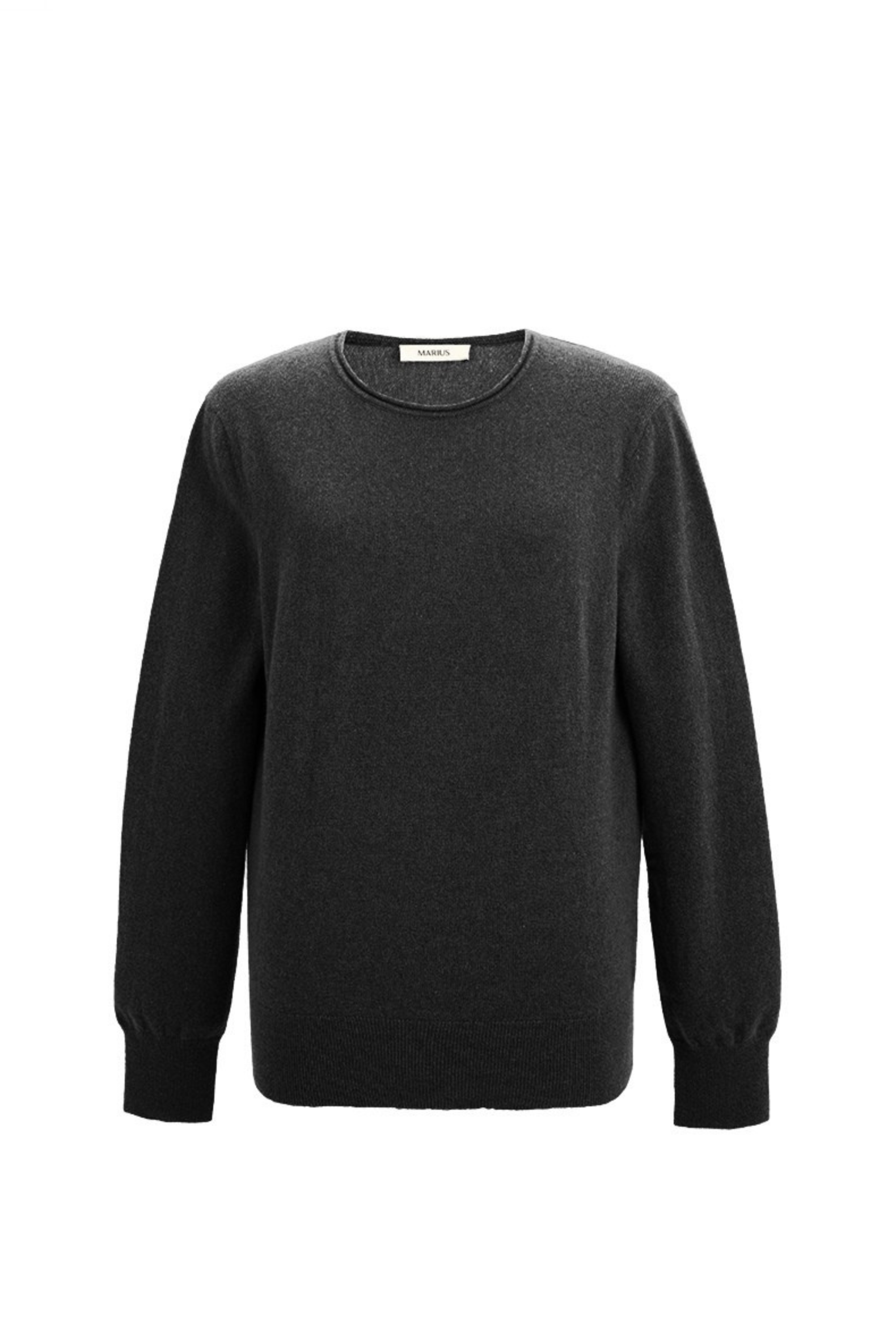 Black 100% cashmere sweater on a white background