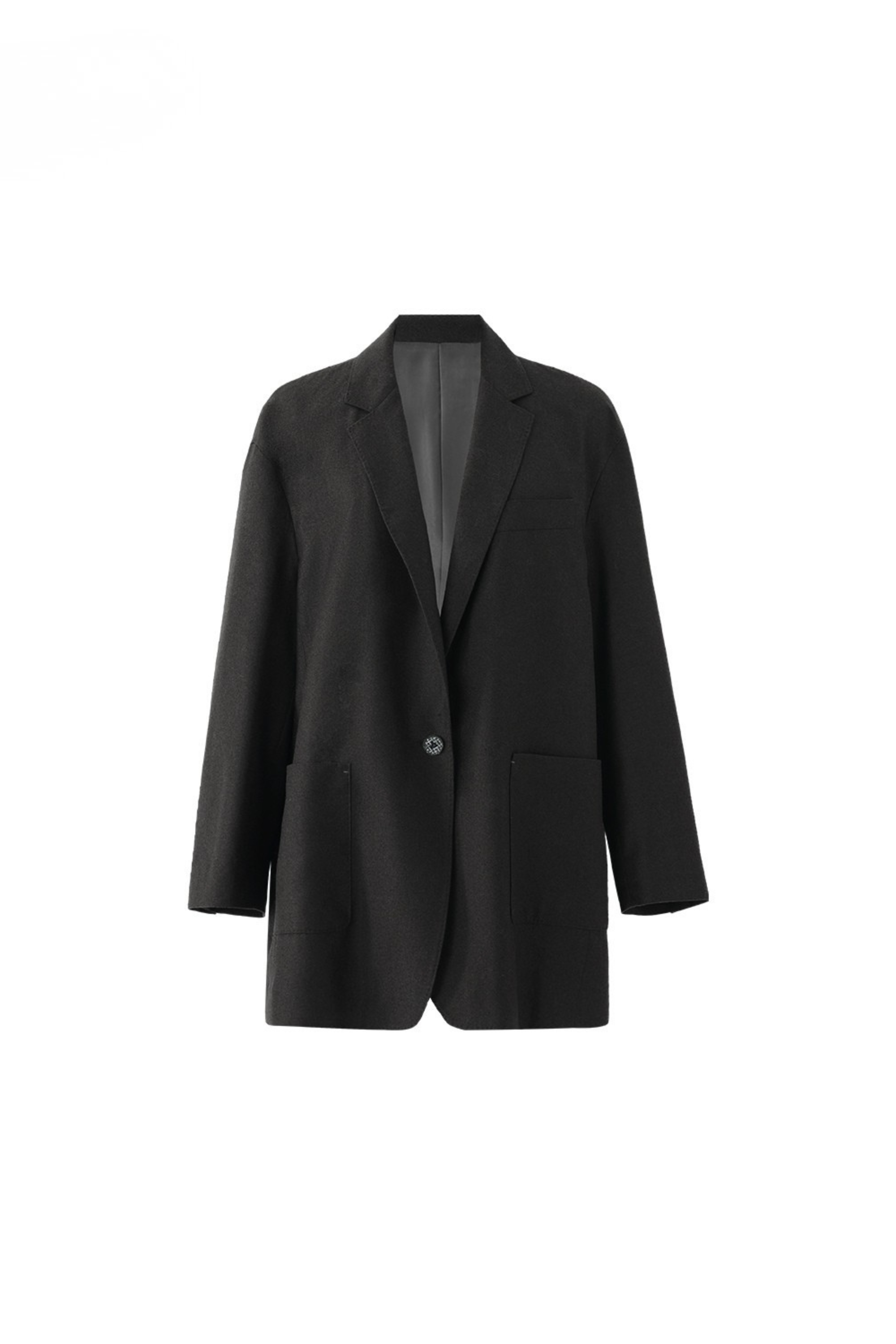 One-Button Relaxed Fit Wool Blazer