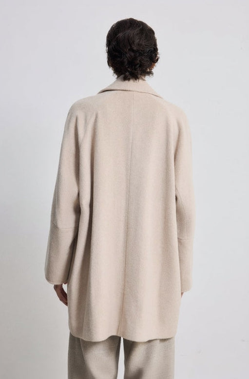 Cocoon-Shape Alpaca-Mohair Wool-Blend Coat