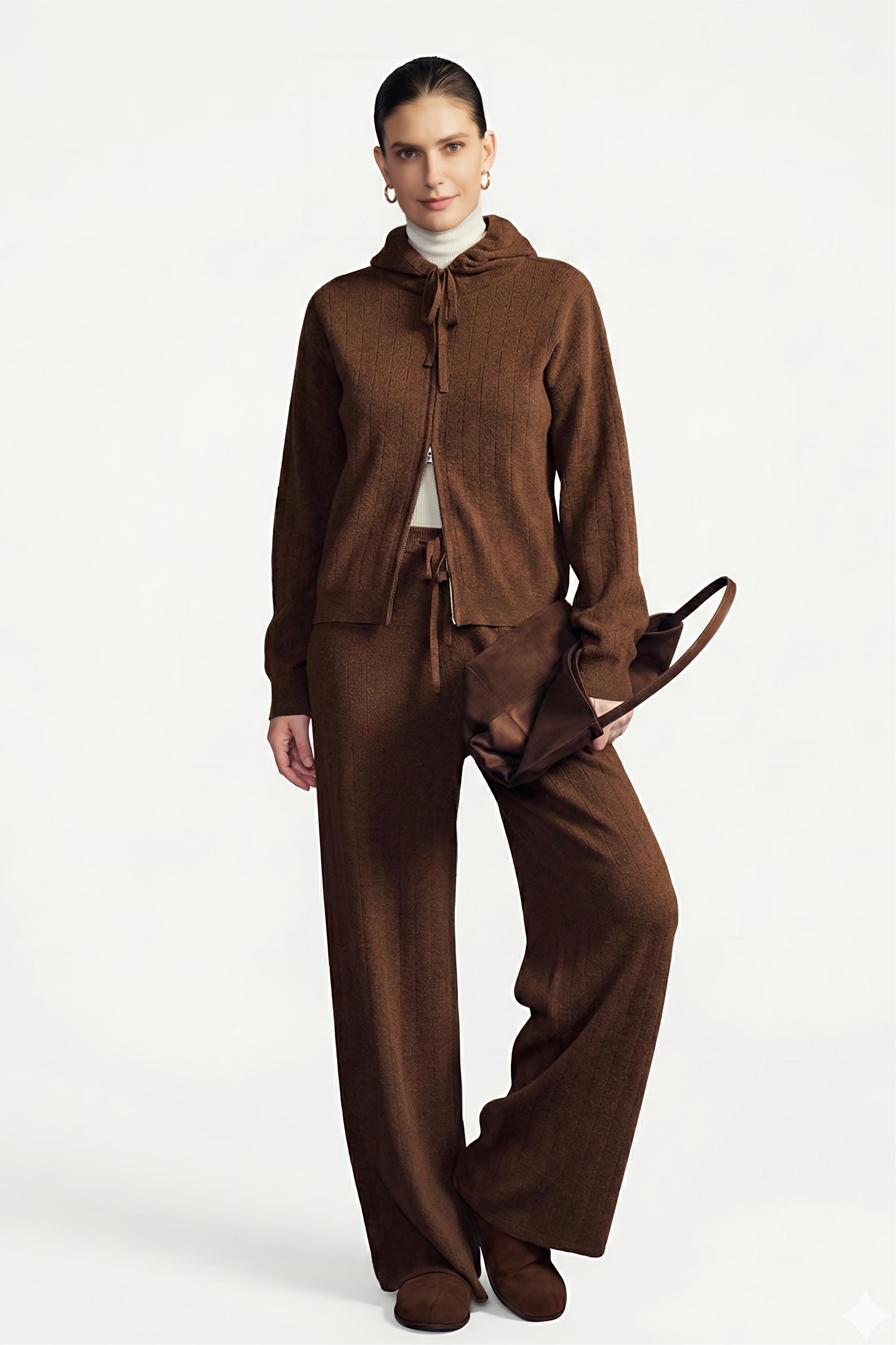Wool-Cashmere Knit Wide-Leg Pants