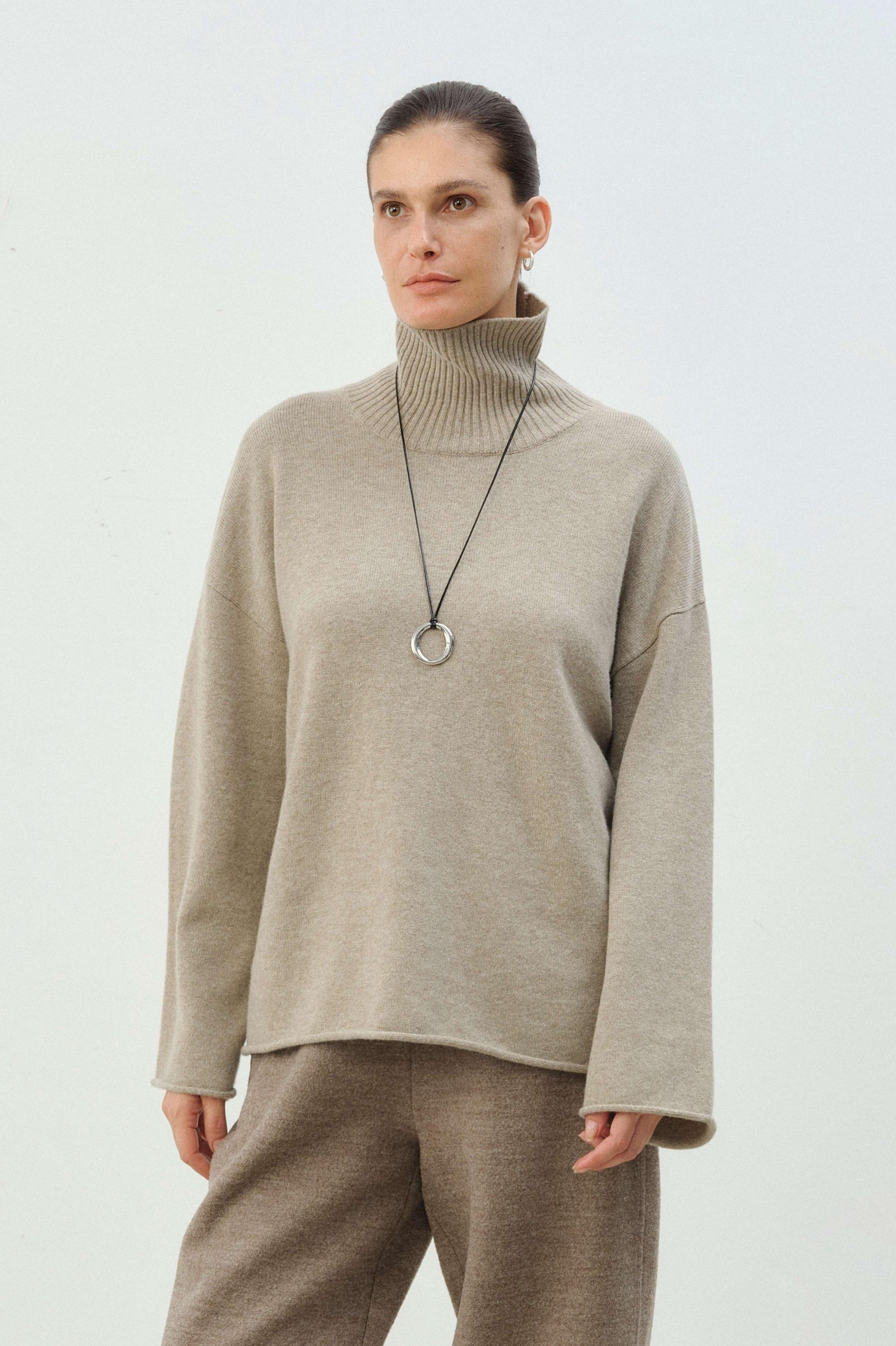 Plush Wool-Cashmere Turtleneck Sweater