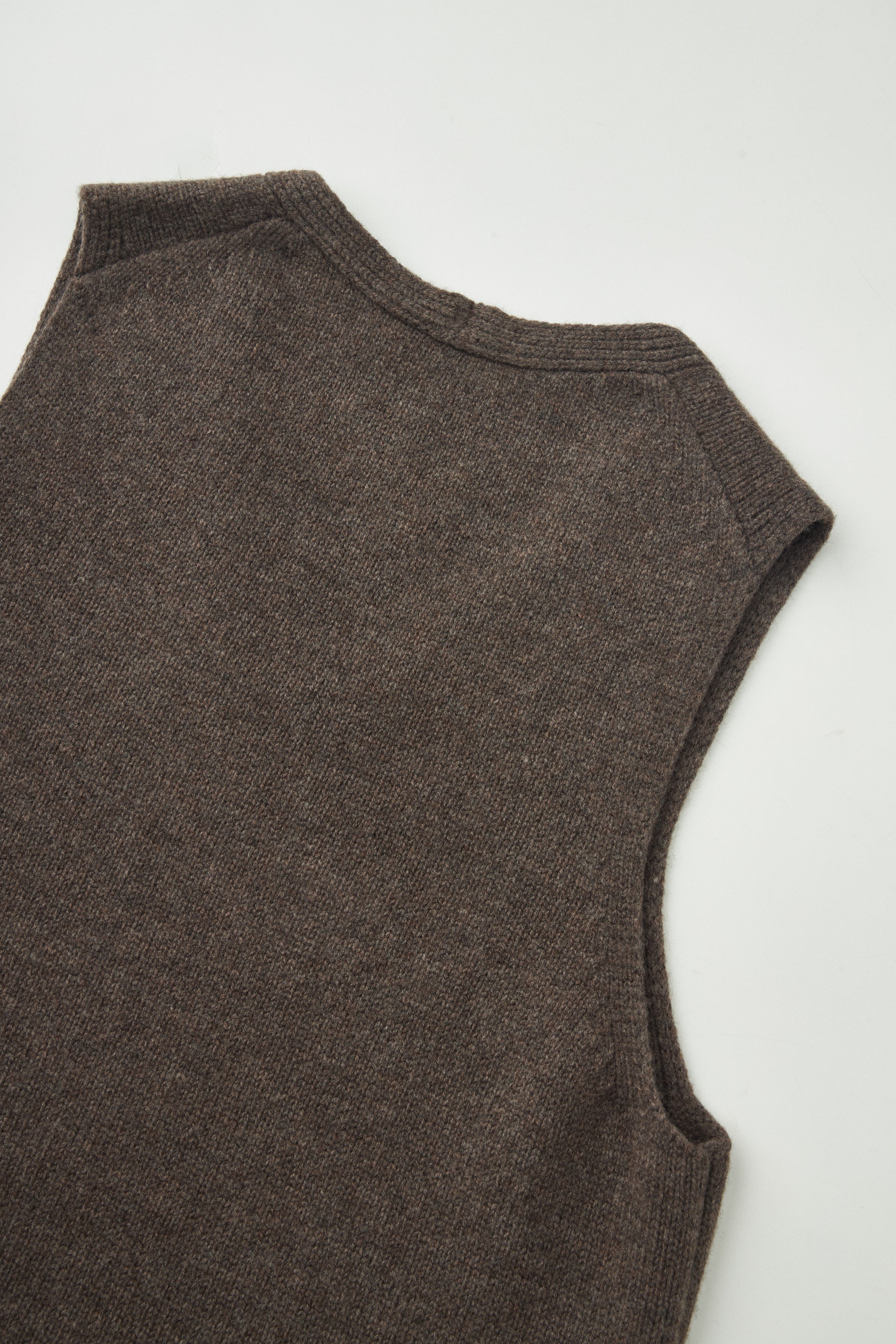 Longline Merino Wool V-Neck Knit Vest