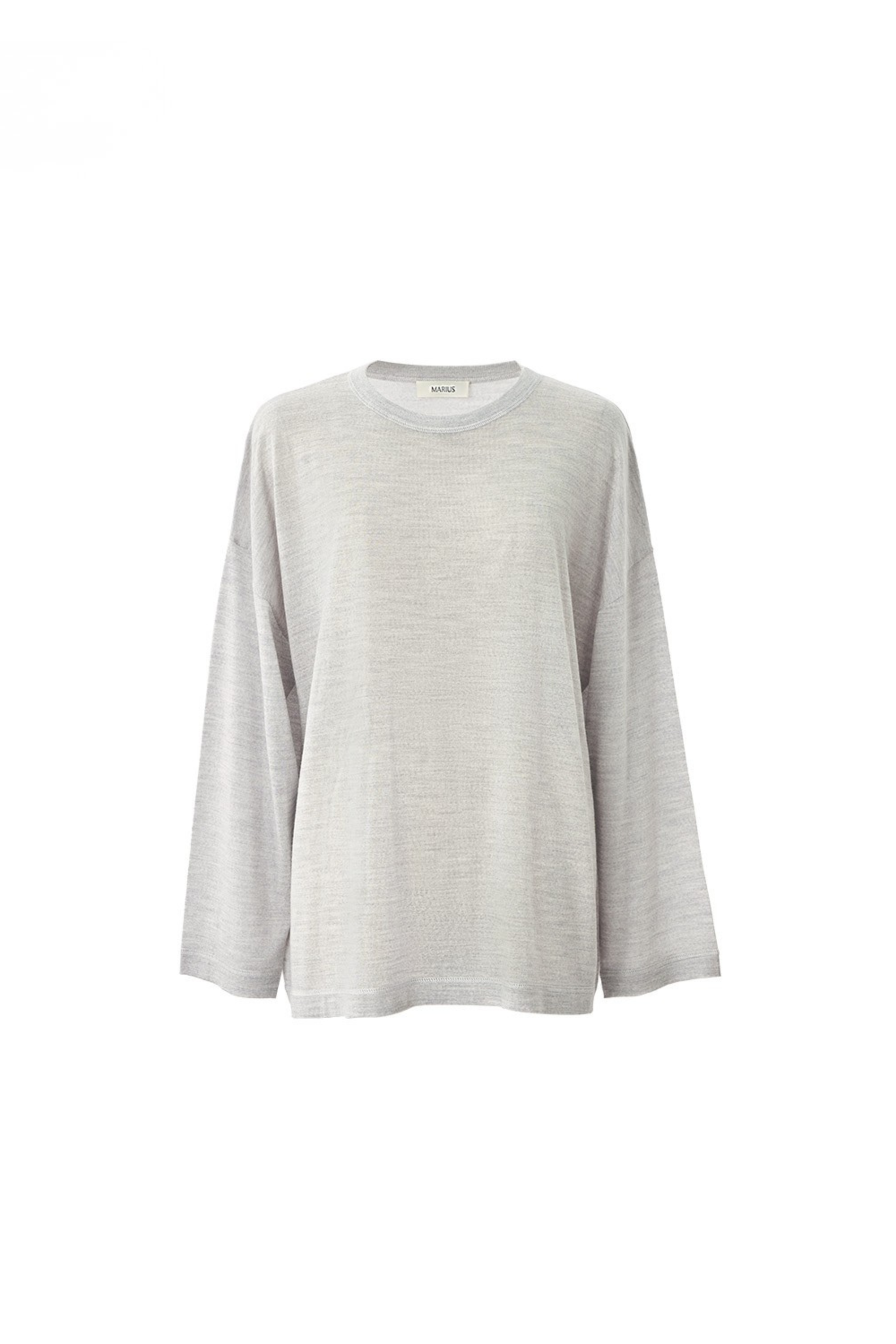 Lightweight Wool-Silk Crewneck Knit Pullover