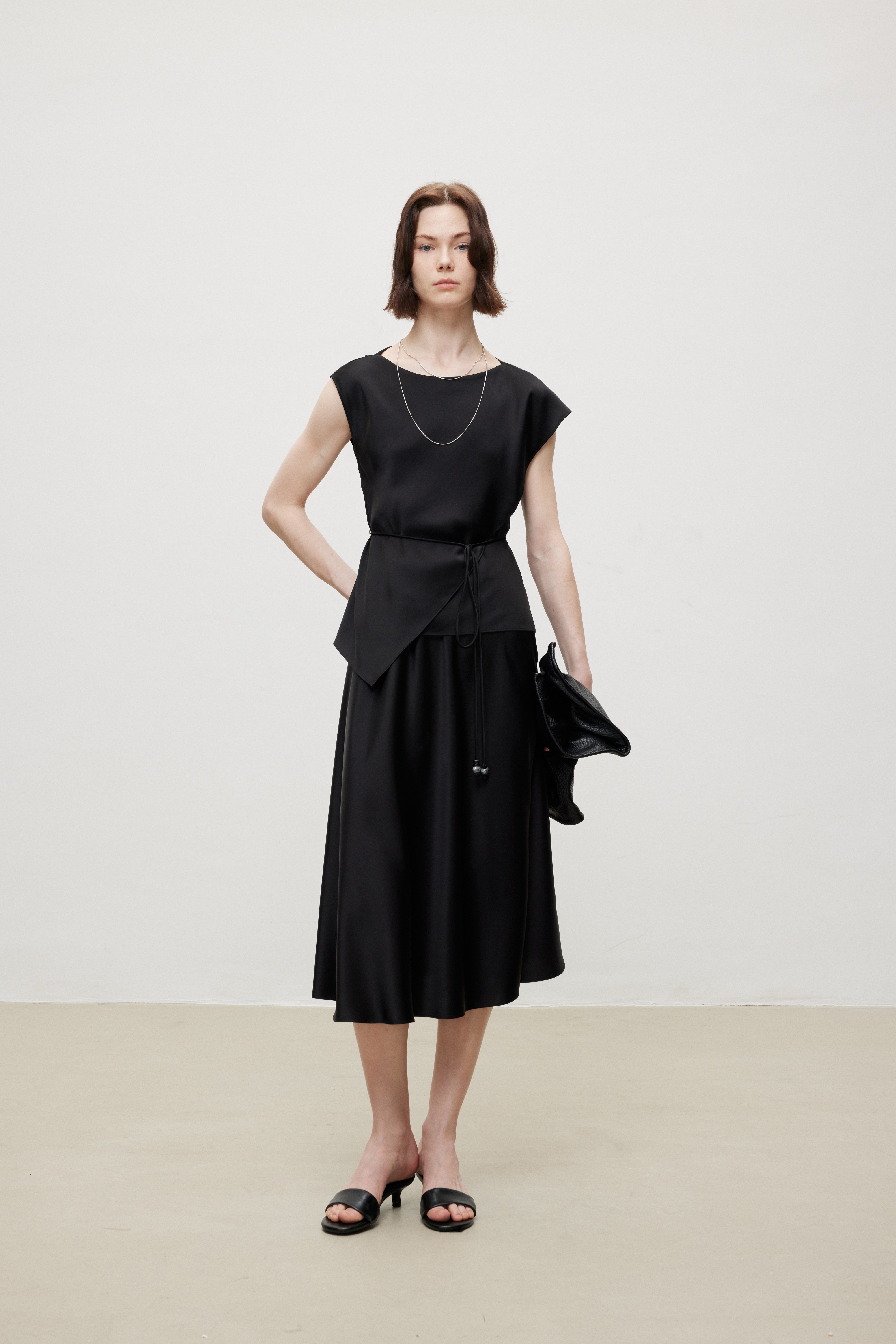 Triacetate Luxe Draped Elegance Midi Skirt