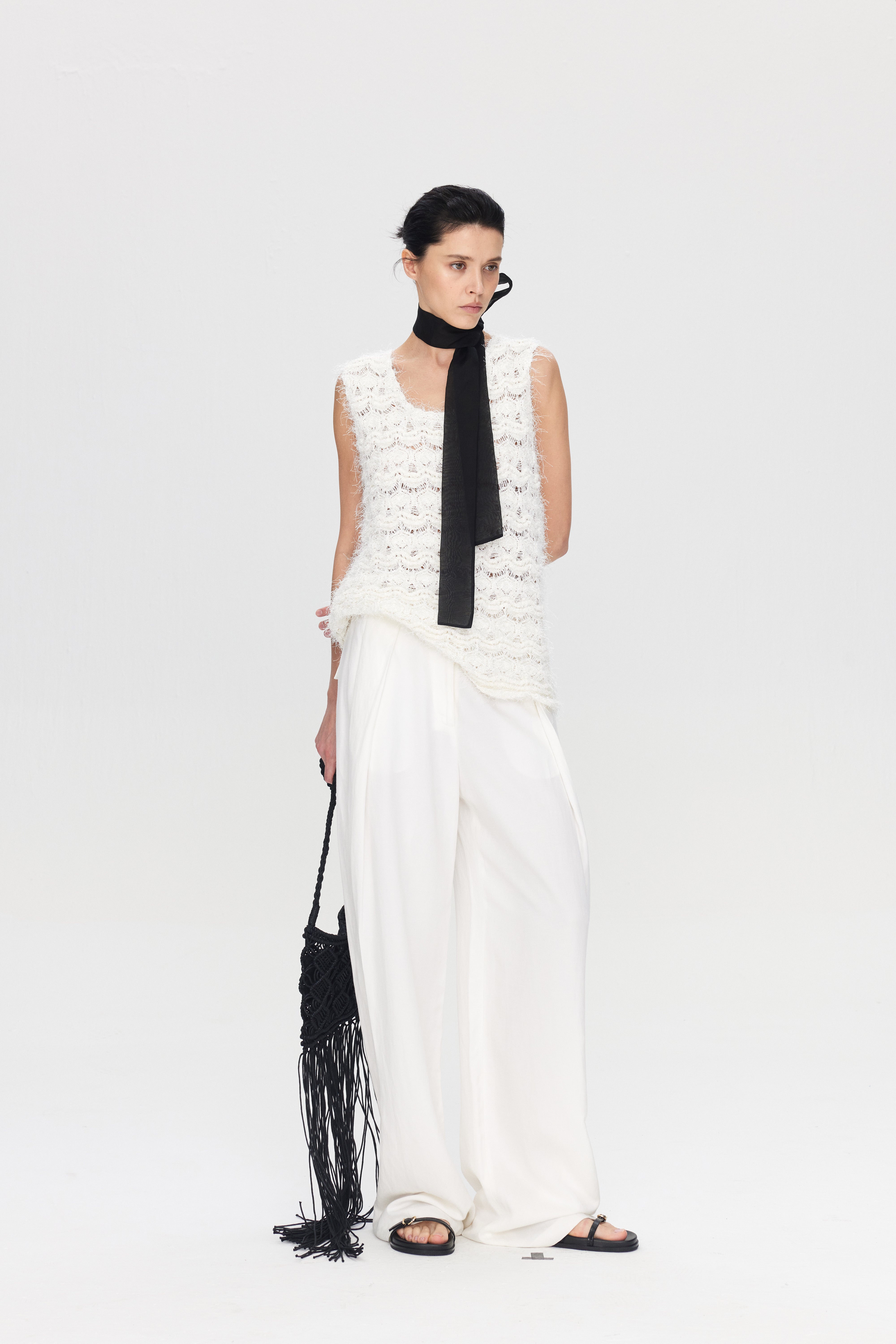 Linen Blend Wide Leg Trousers