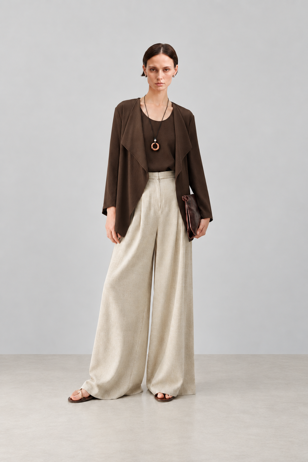 Pearl-Sheen Silk Satin Draped-Collar Wrap Top