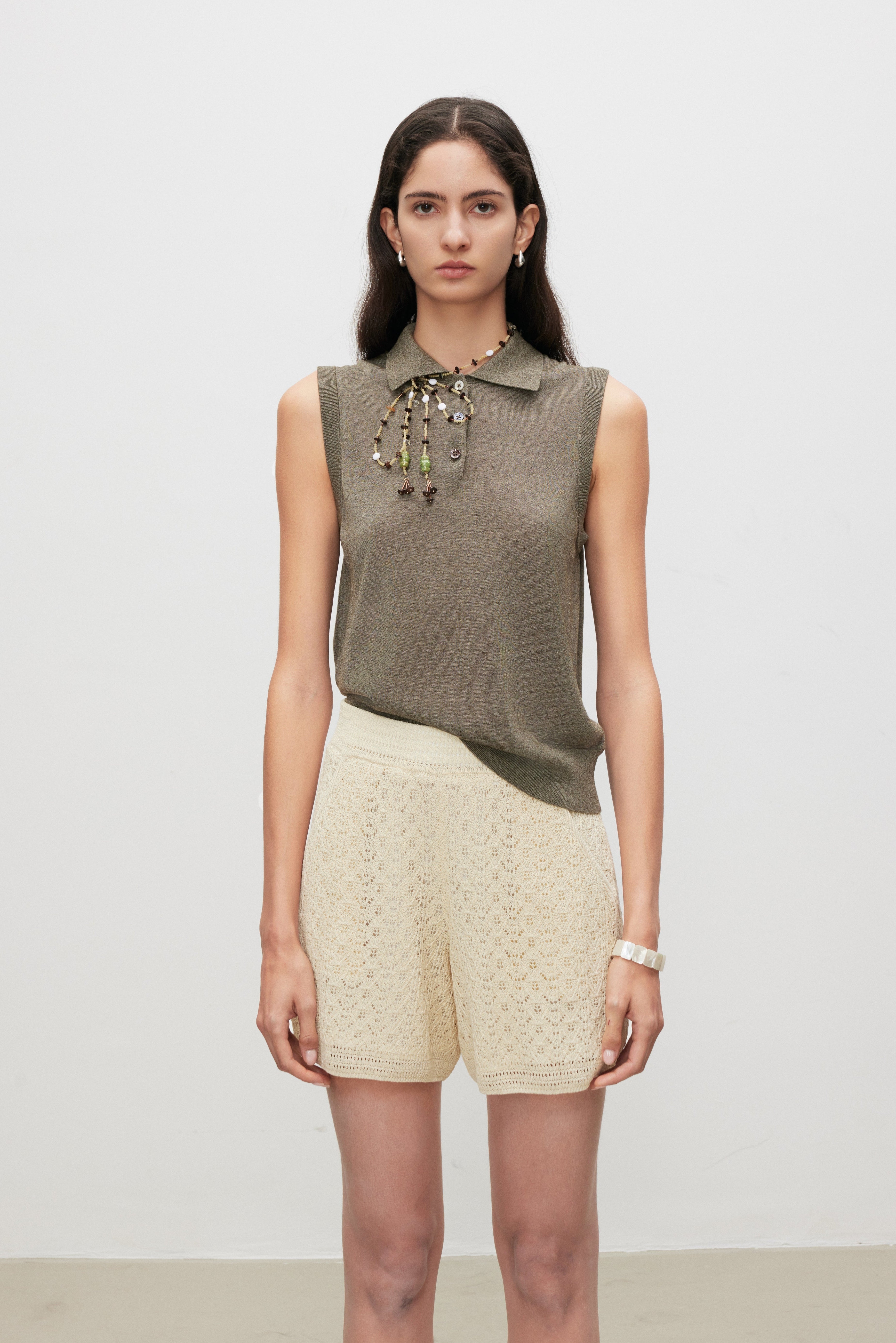 Crochet Knit Lace-Look Shorts