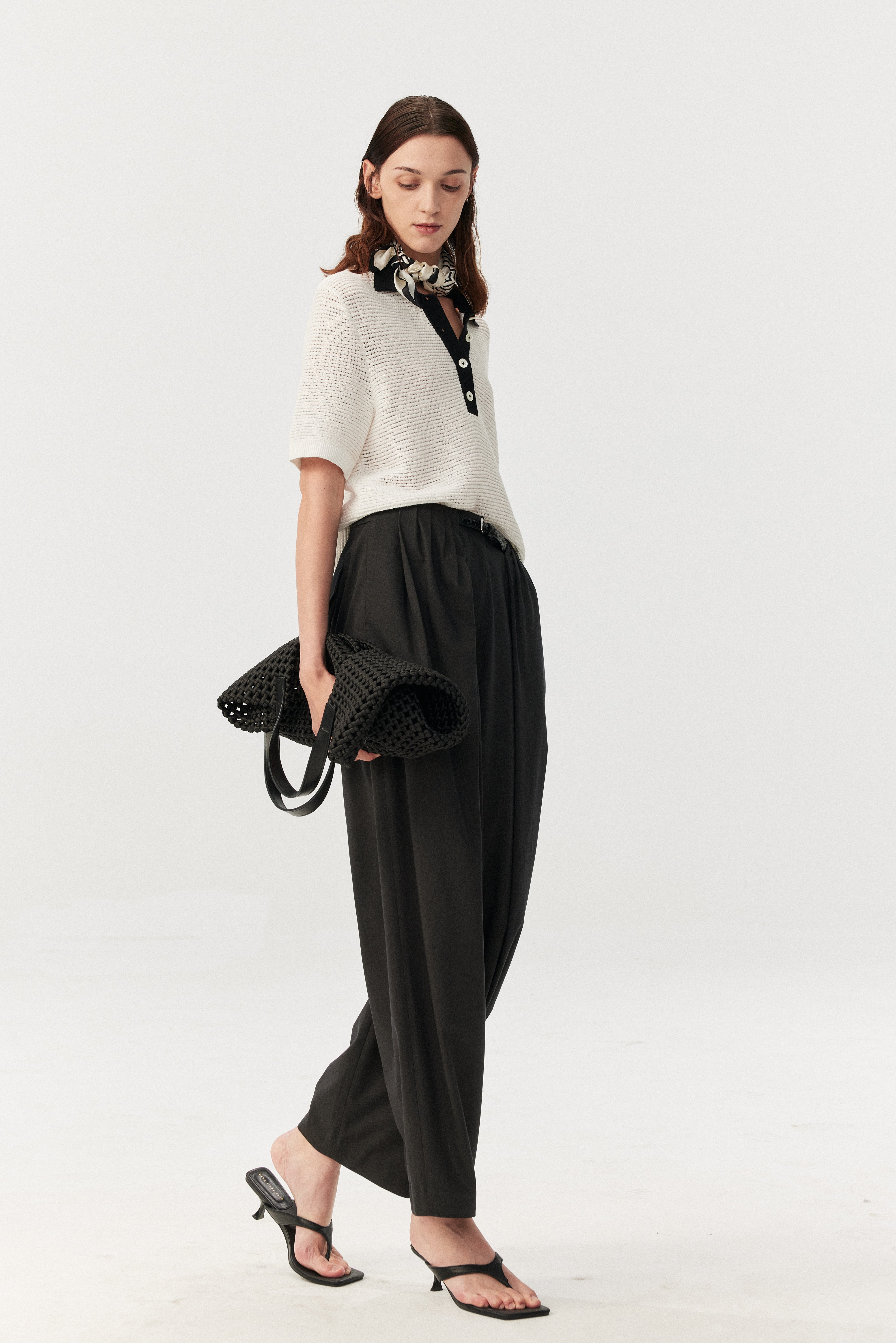 Wool Blend Relaxed Wide Leg Pants