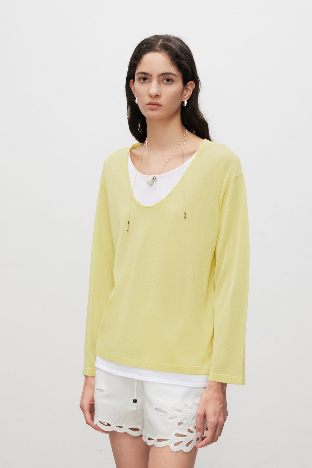 Cotton-Silk Blend Layered Knit Top