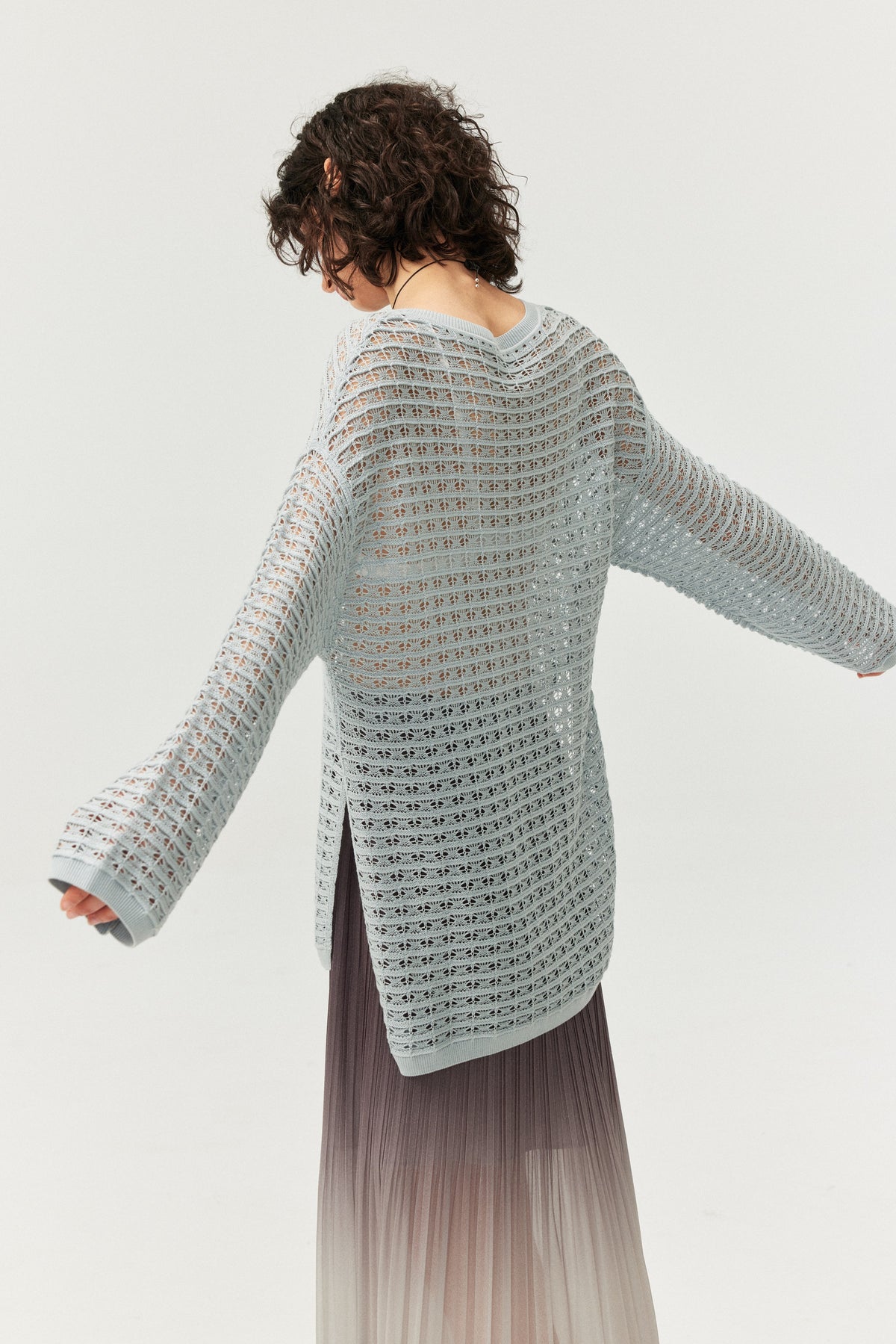 Lyocell-Blend Openwork Knit Top