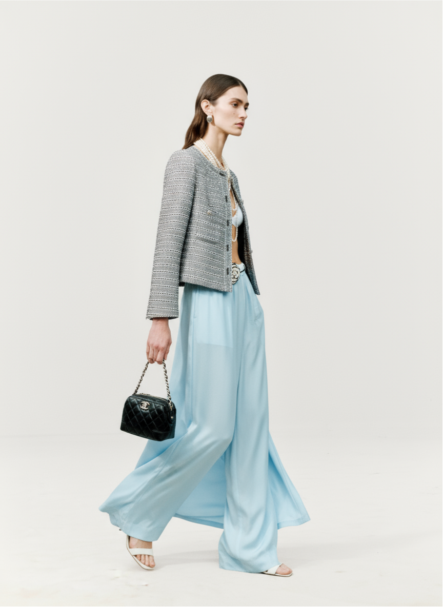 Contrast Crystal Button Cropped Bouclé Jacket