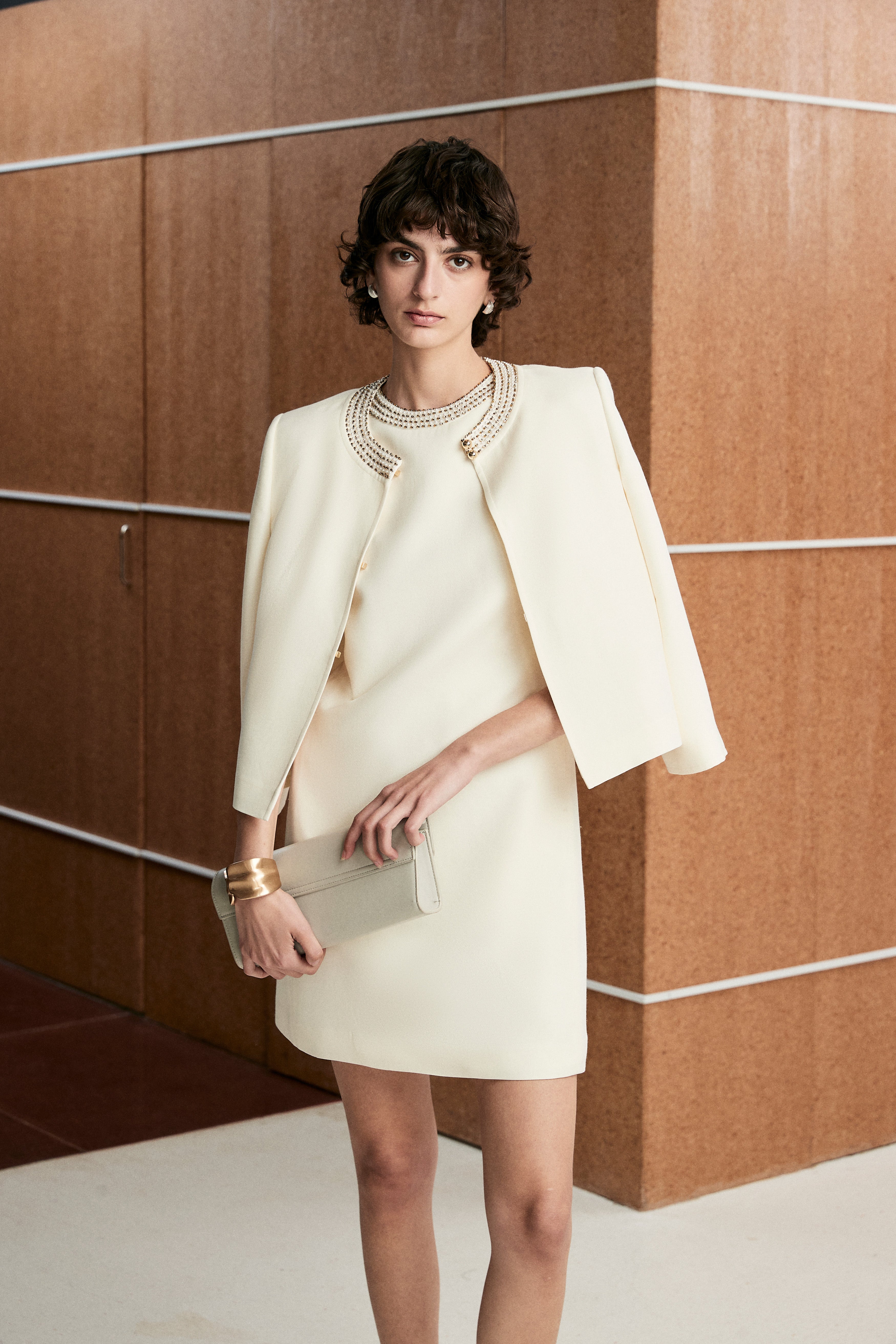 Beaded Silk-Wool Cropped Jacket