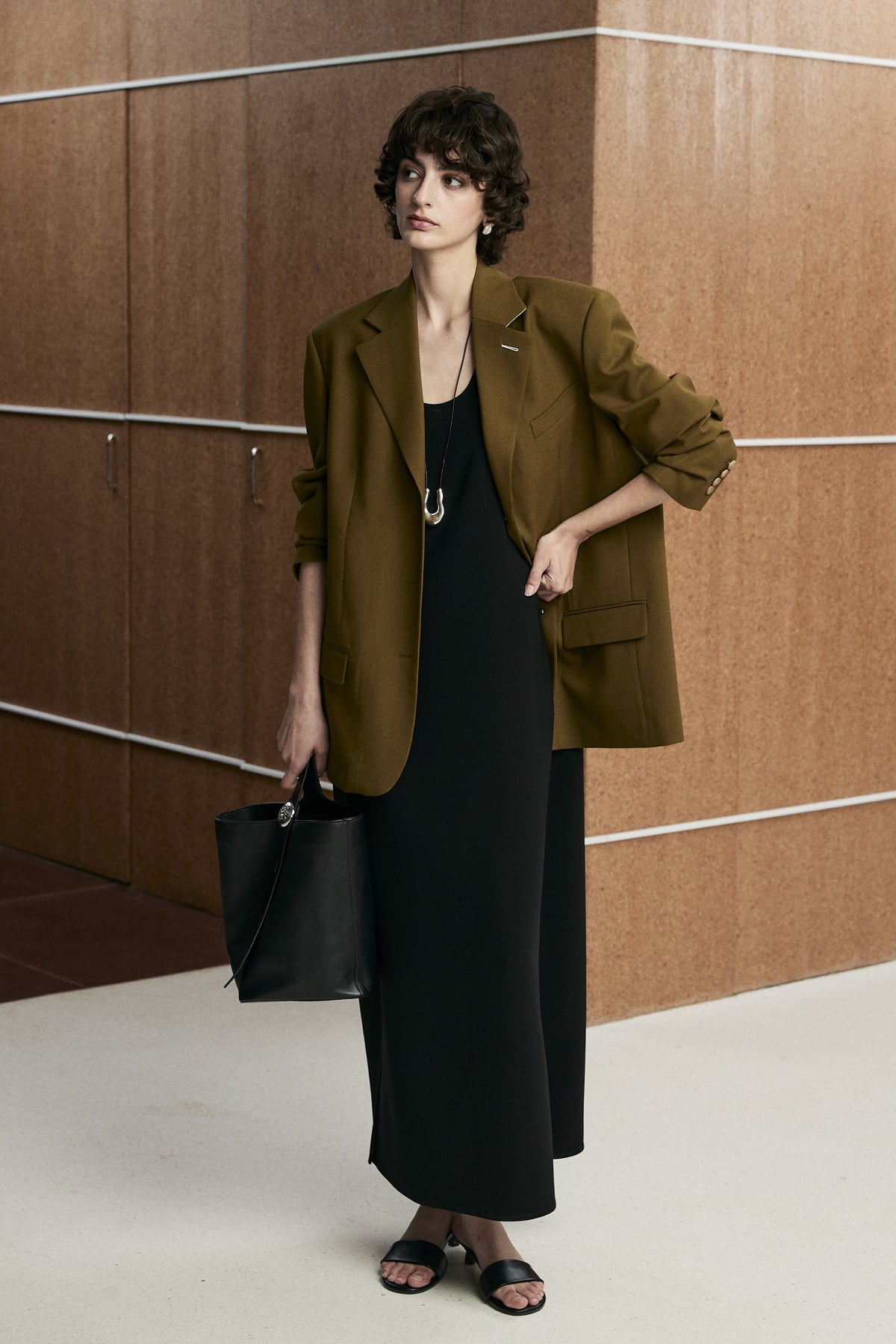 Relaxed Structured-Shoulder Merino Wool Blazer