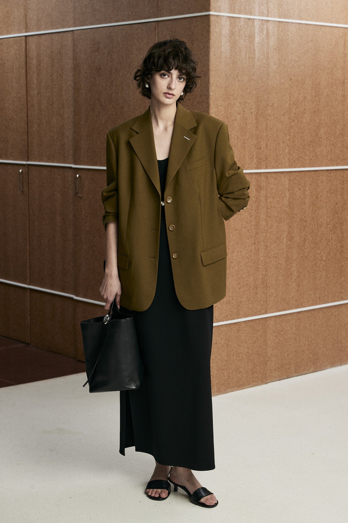 Relaxed Structured-Shoulder Merino Wool Blazer
