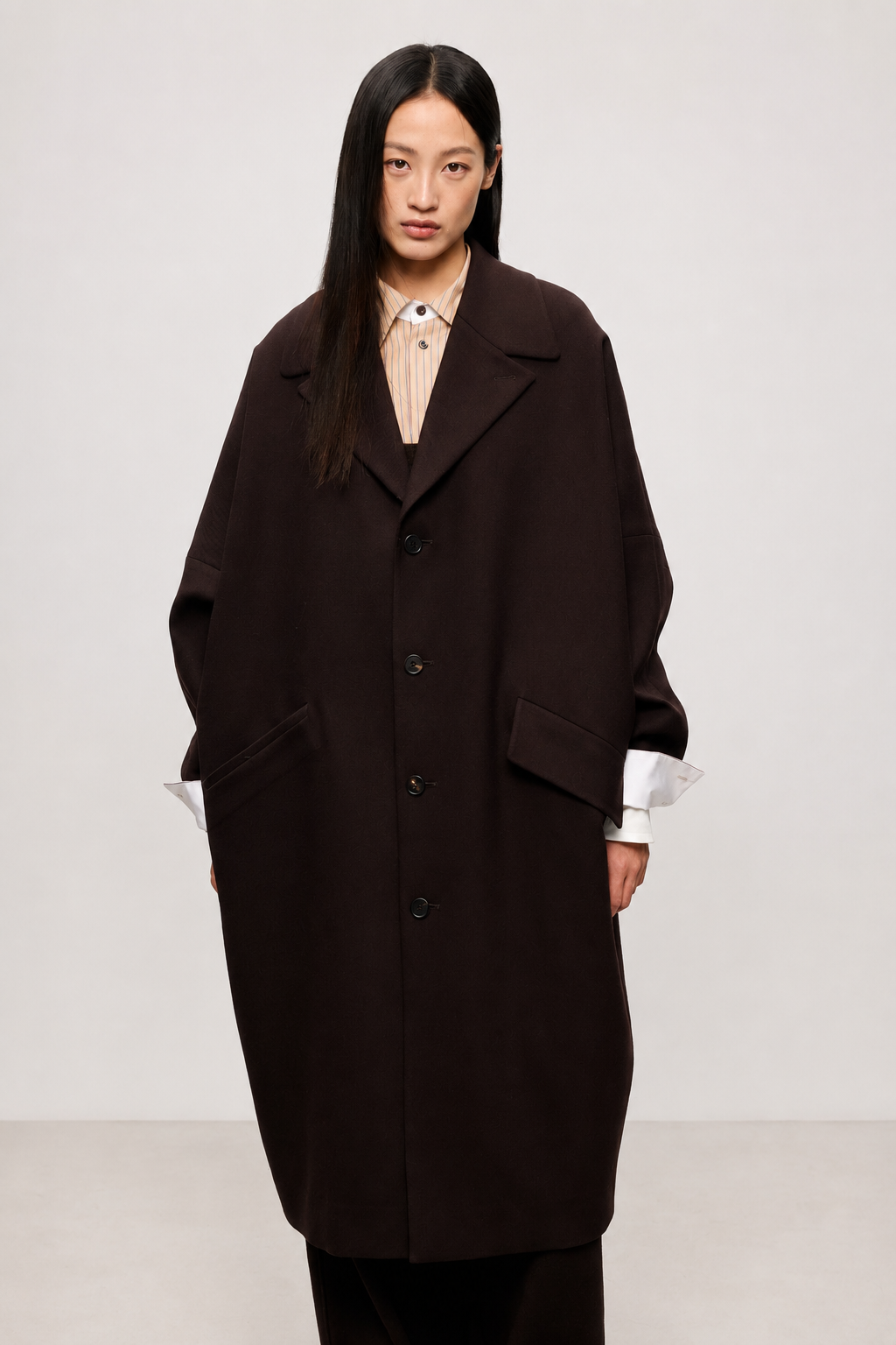 Wool Blend Cocoon Sleeve Tailored Coat