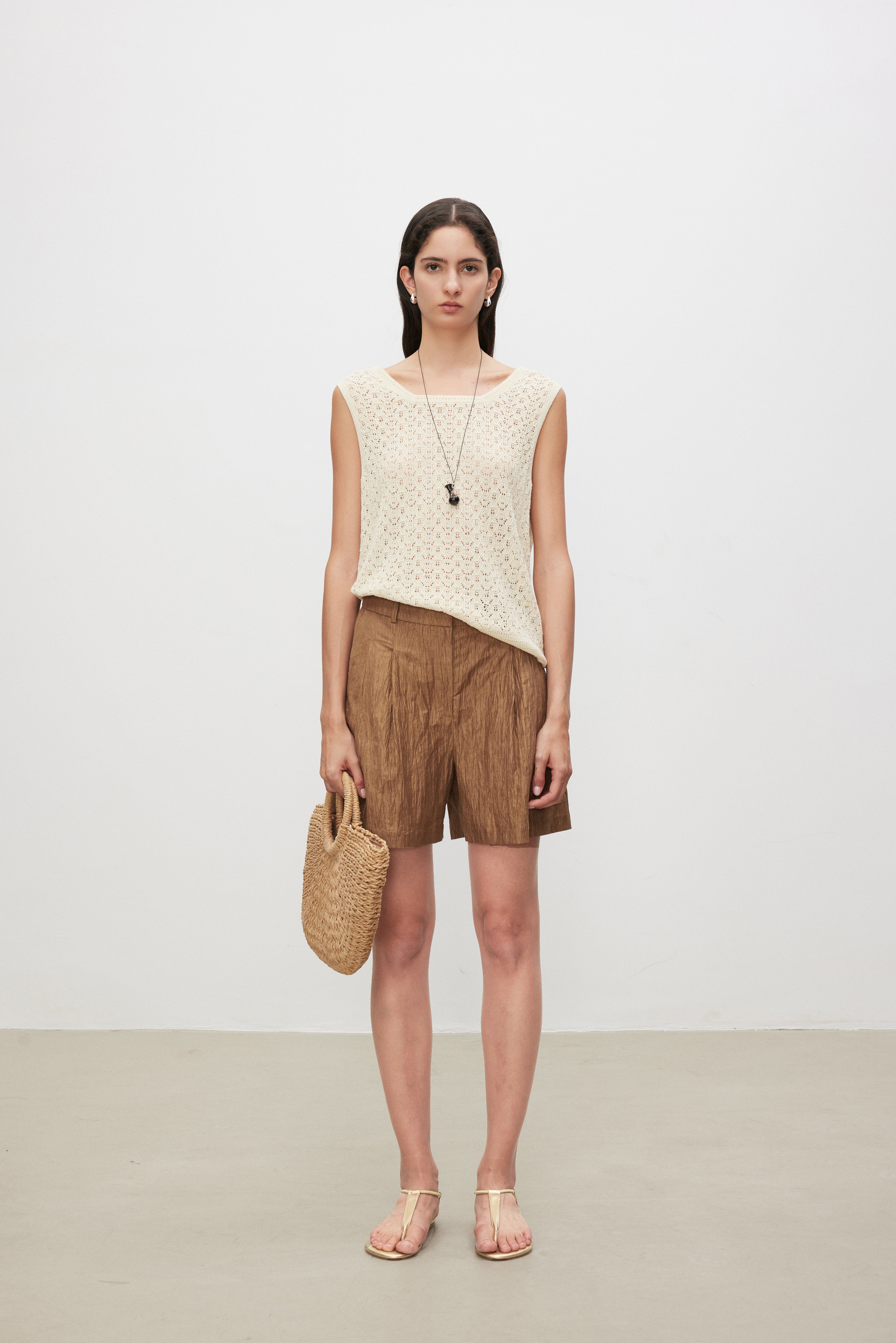 Crochet Knit Lace-Look Sleeveless Top