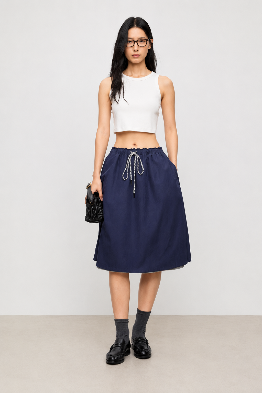 Minimal Cotton Blend Cropped Tank