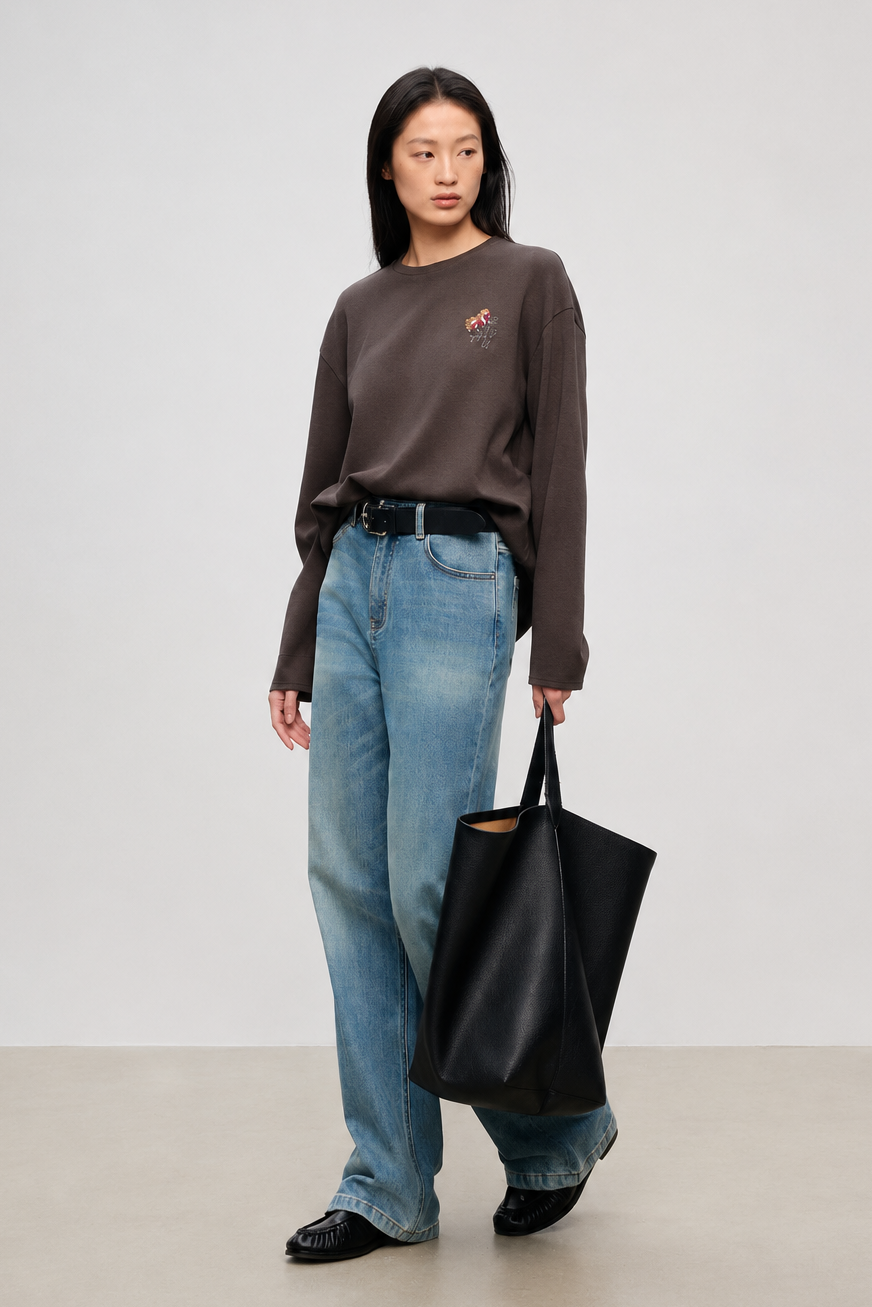 Embroidered Logo Long Sleeve Tee