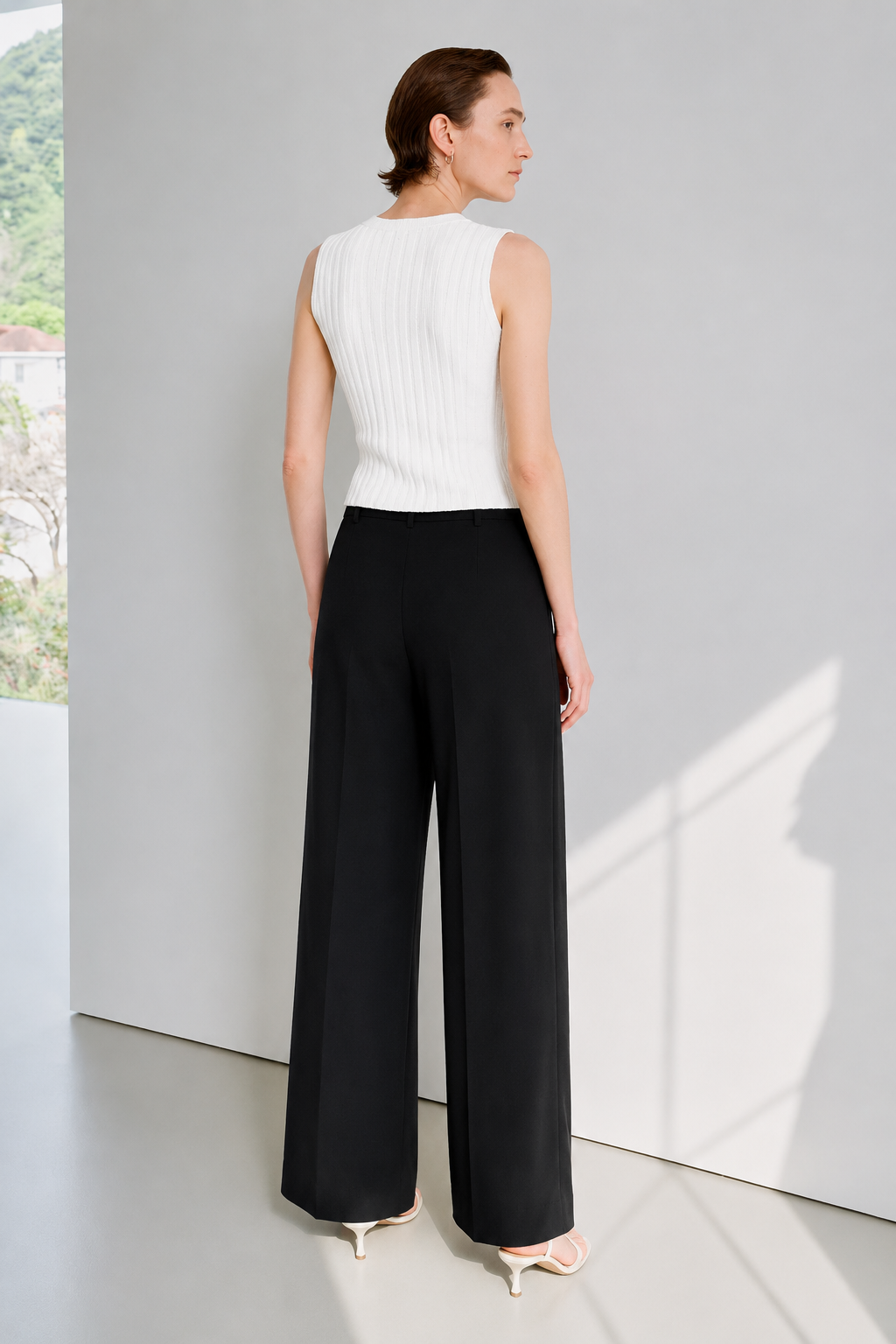 Raw-Edge Pleated Wool Trousers
