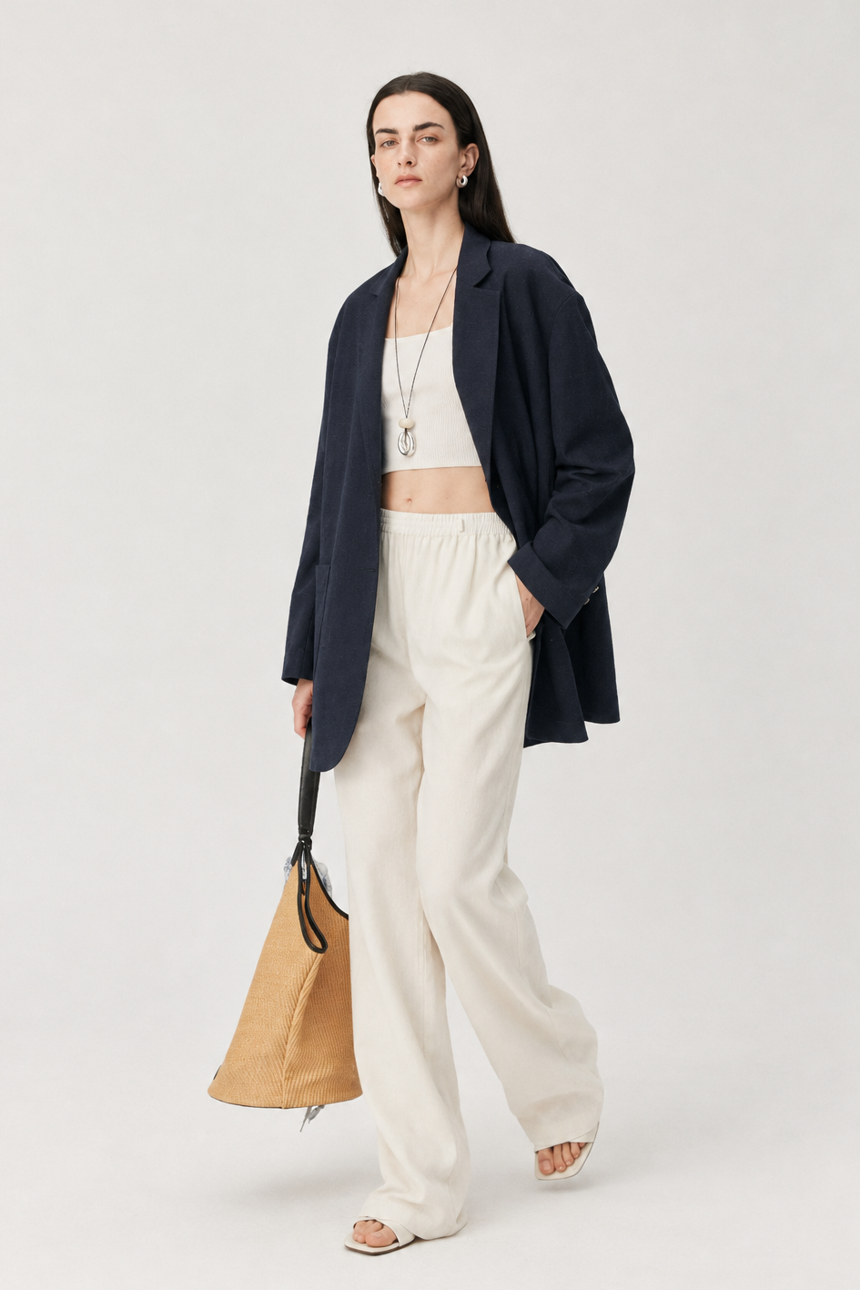 Lightweight Wool-Silk Textured Blazer