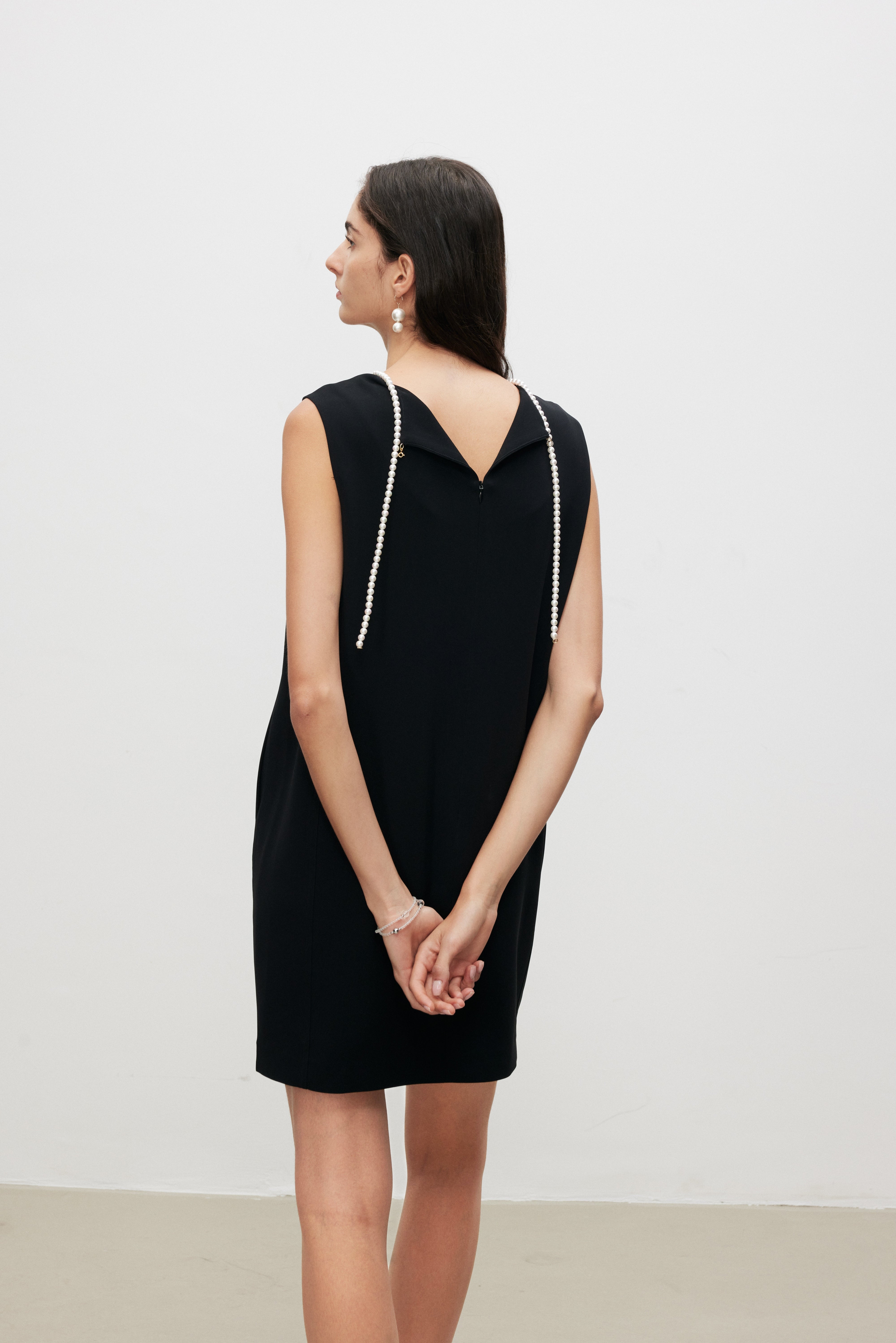 Pearl Accent Shift Mini Dress