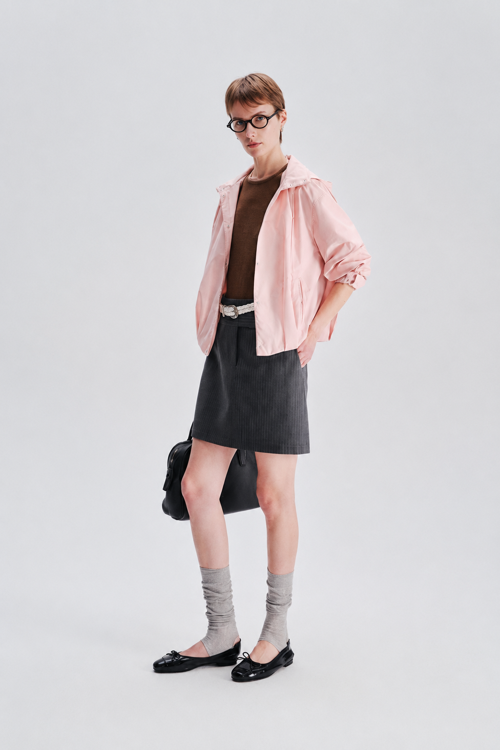 Stand-Collar Blouson Jacket