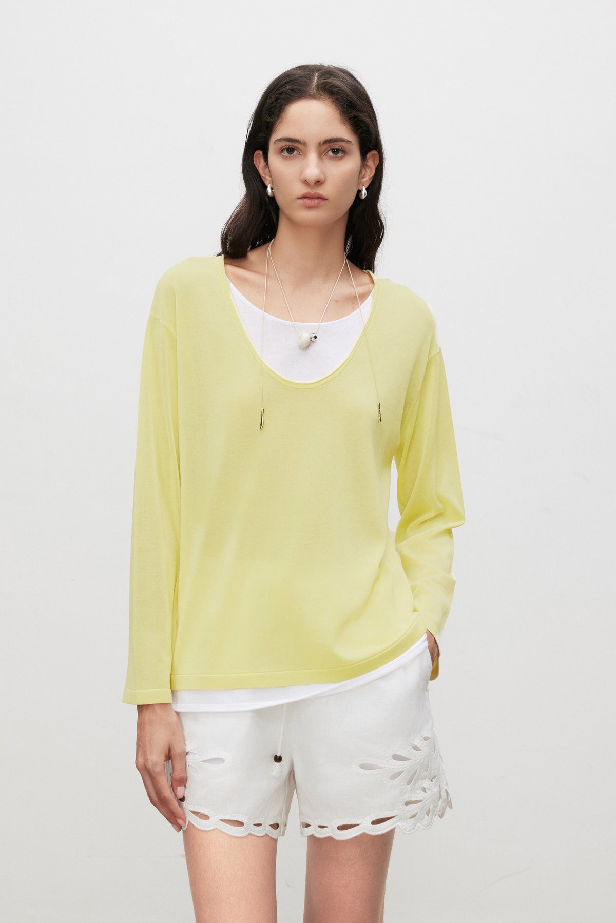 Cotton-Silk Blend Layered Knit Top