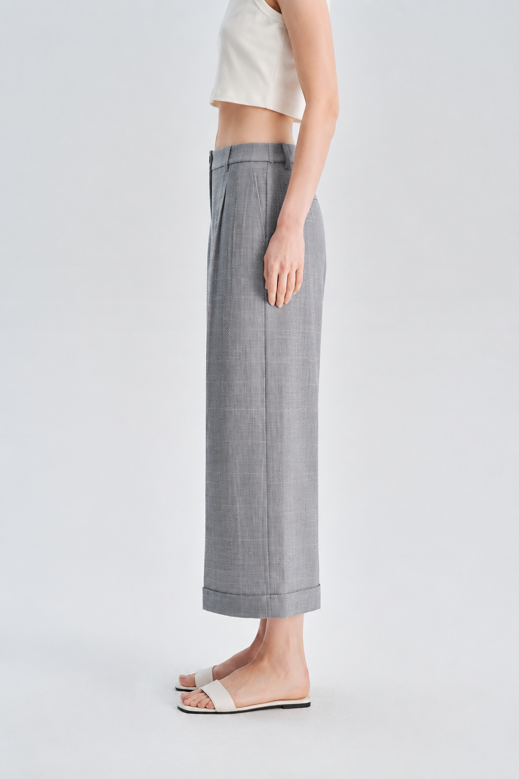 Tailored Cropped Wide-Leg Pants