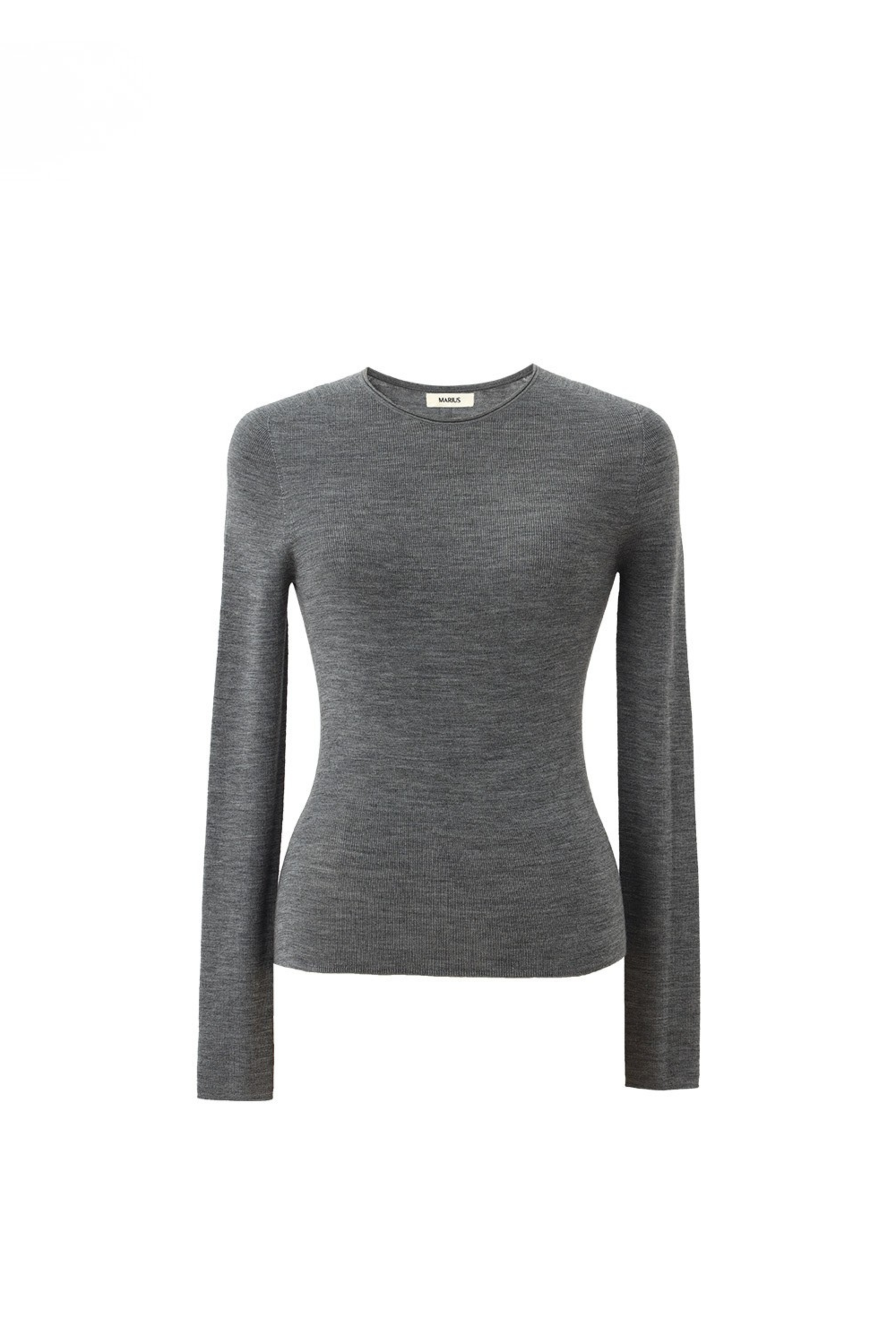 German-Spun Seamless Fine Merino Wool Crewneck Knit Top