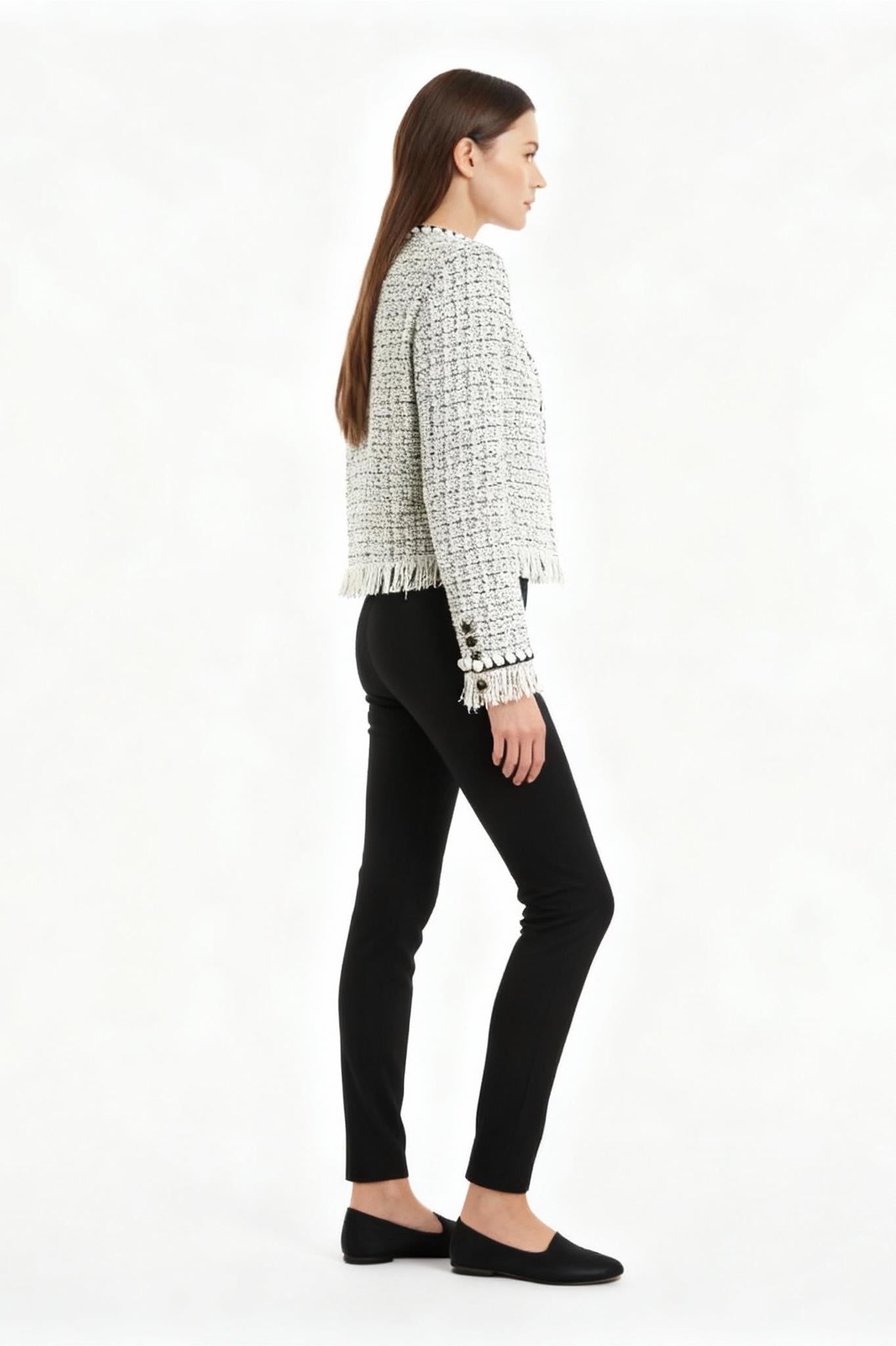 Fringe Trim Tweed Jacket