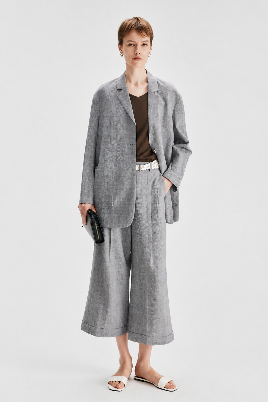 Tailored Cropped Wide-Leg Pants