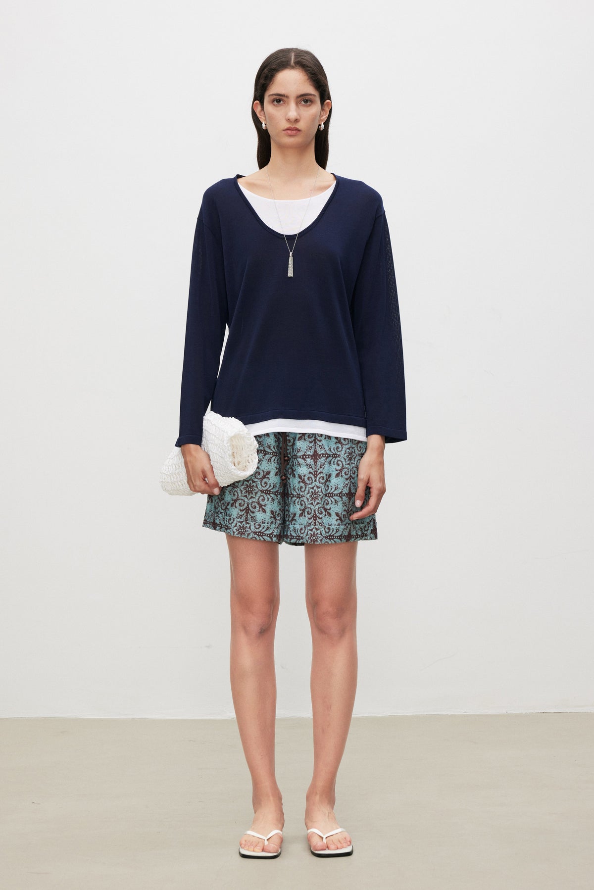 Cotton-Silk Blend Layered Knit Top