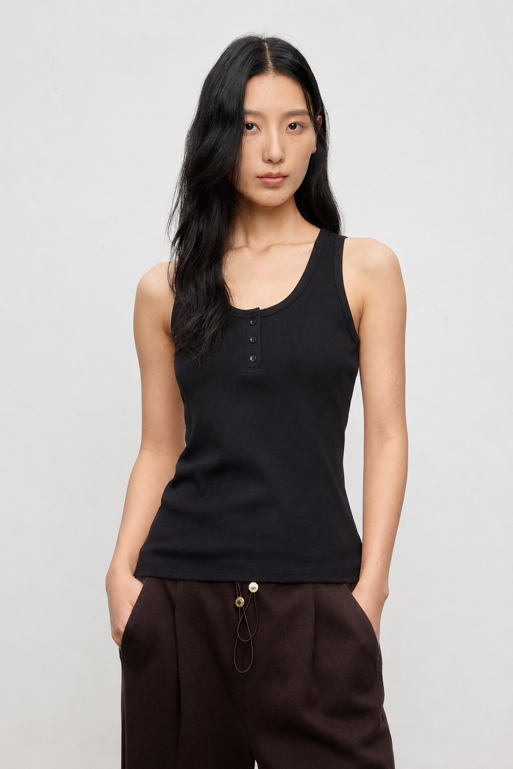 Cotton Blend Soft Rib Tank Top