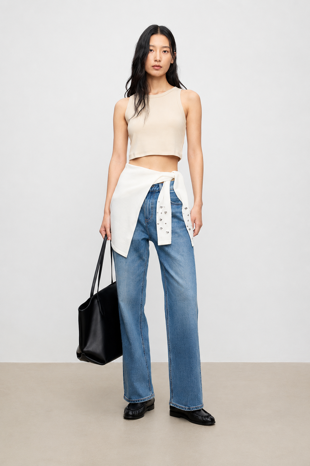 Minimal Cotton Blend Cropped Tank