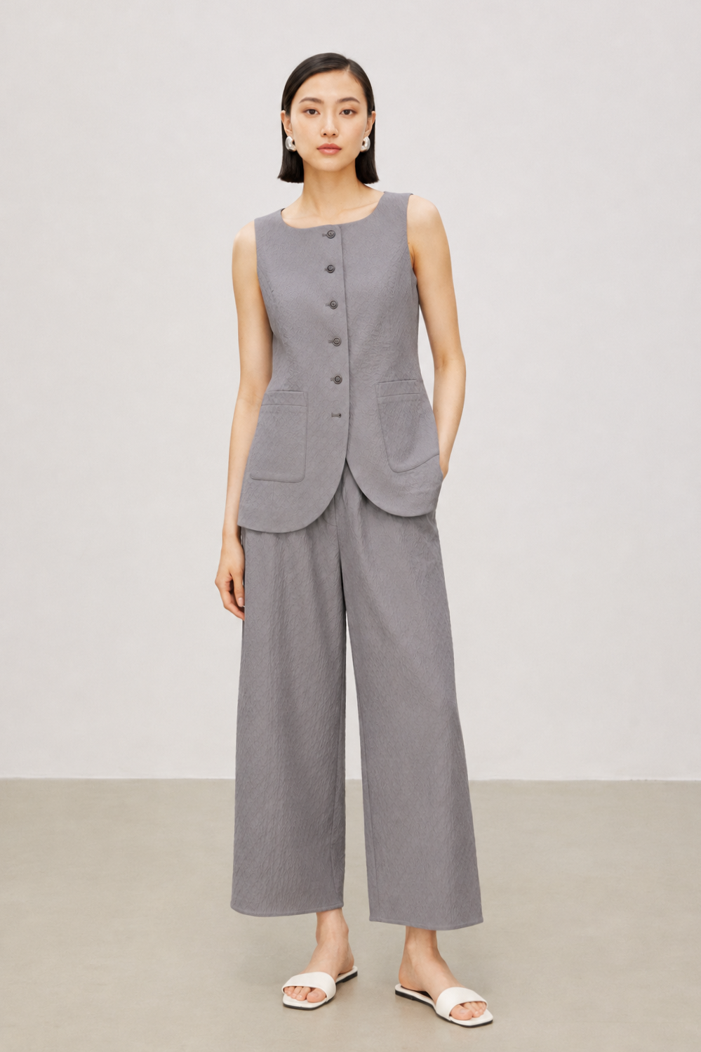 Classic Six-Button Tailored Wool-Blend Vest
