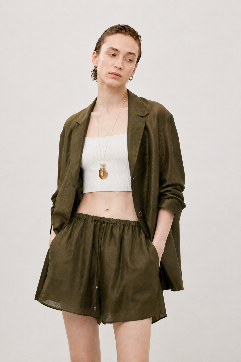 Lightweight Linen-Silk Blend Relaxed Overshirt