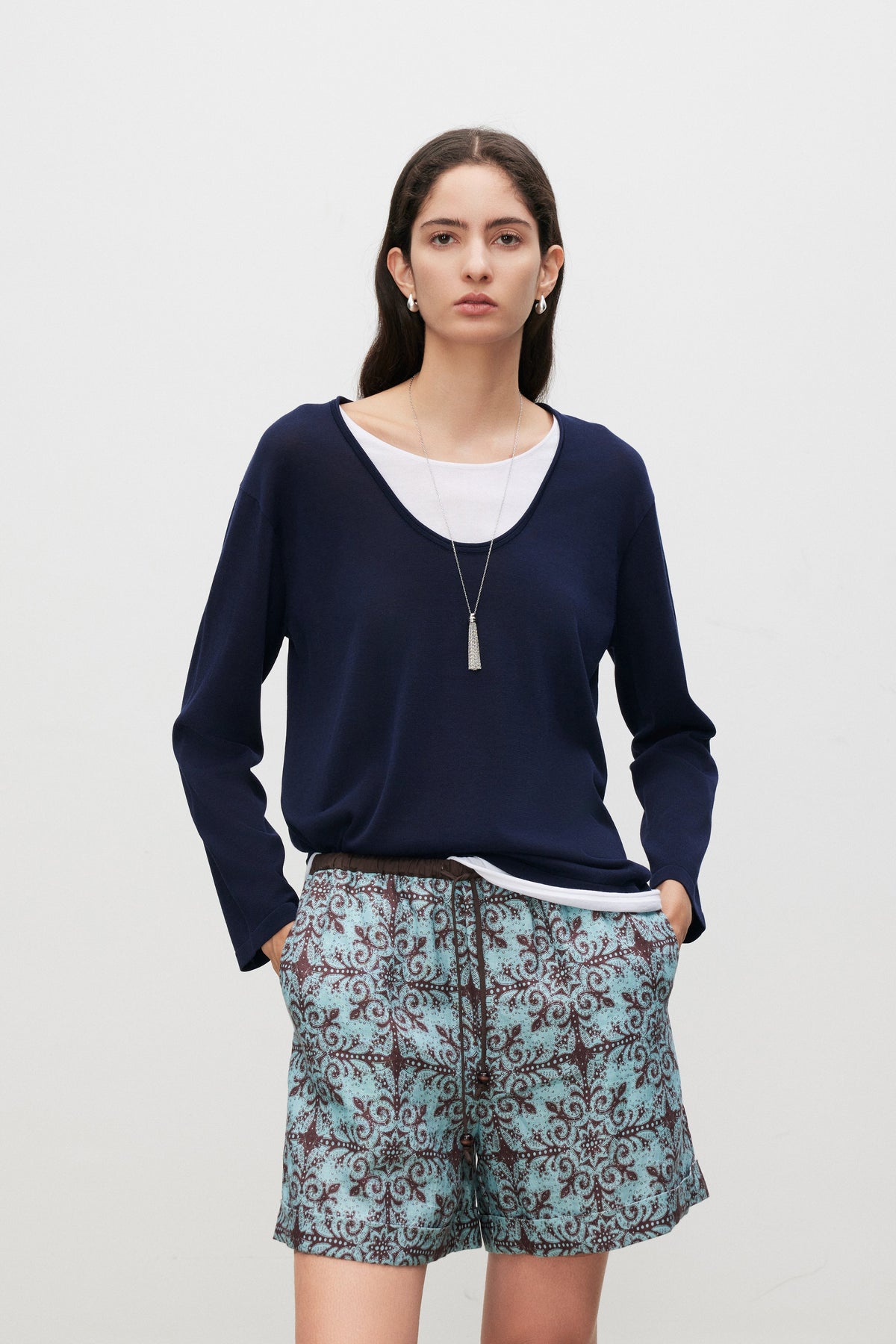 Cotton-Silk Blend Layered Knit Top