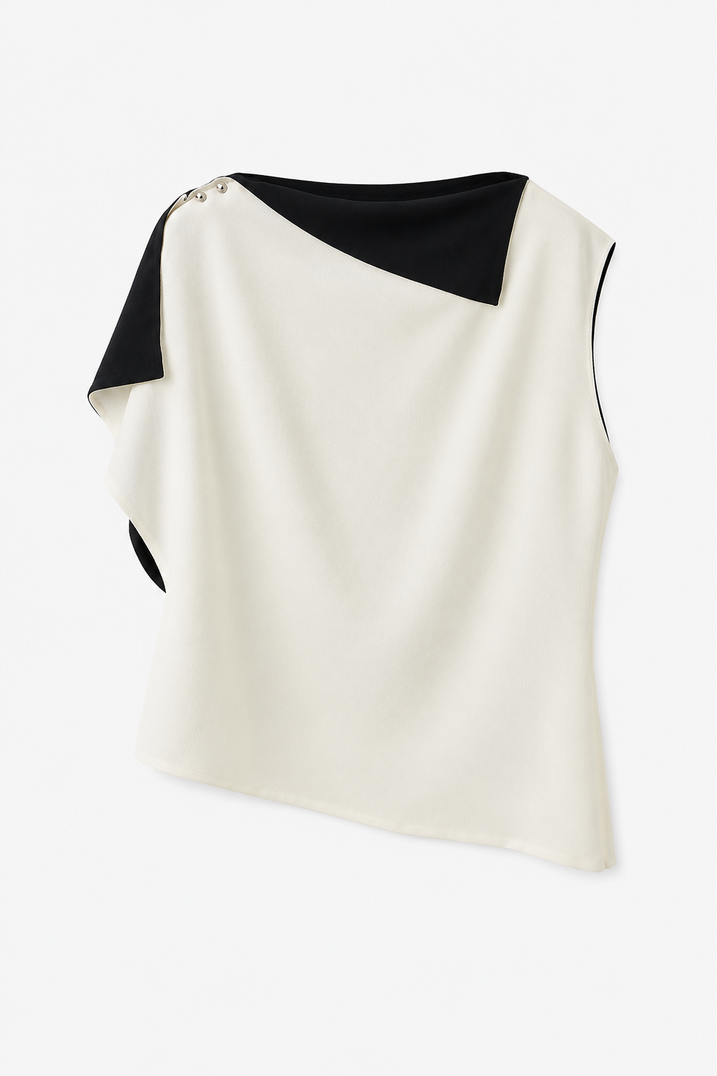 Asymmetric Collar Draped Blouse Top