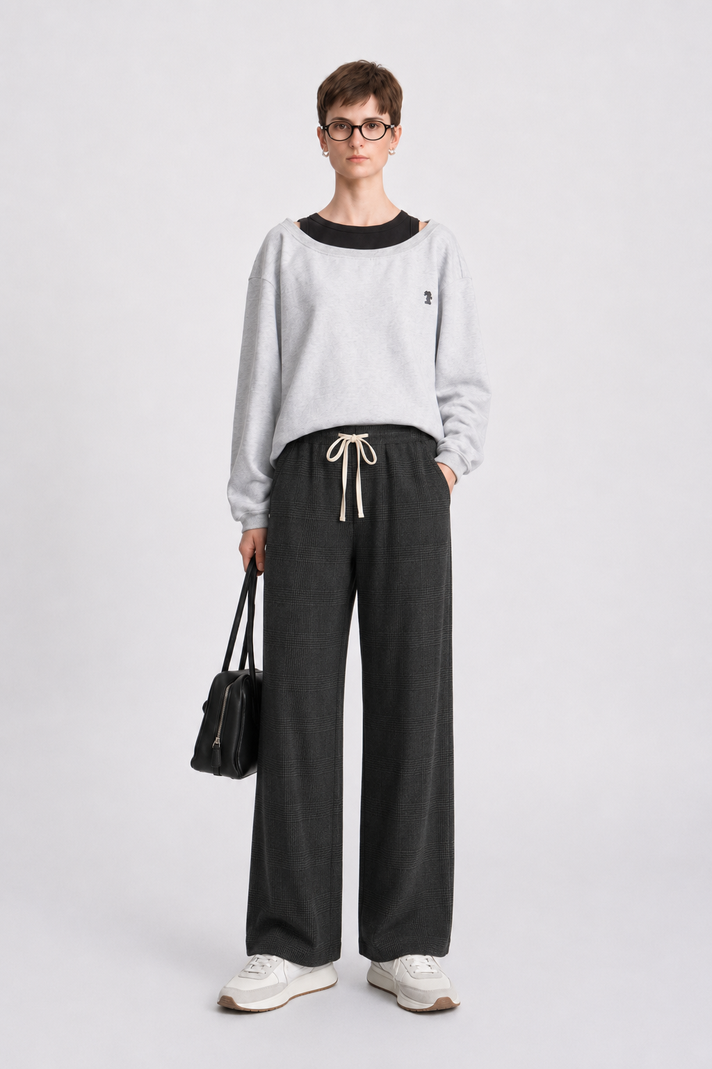 Wide-Round Neck Cotton Sweatshirt